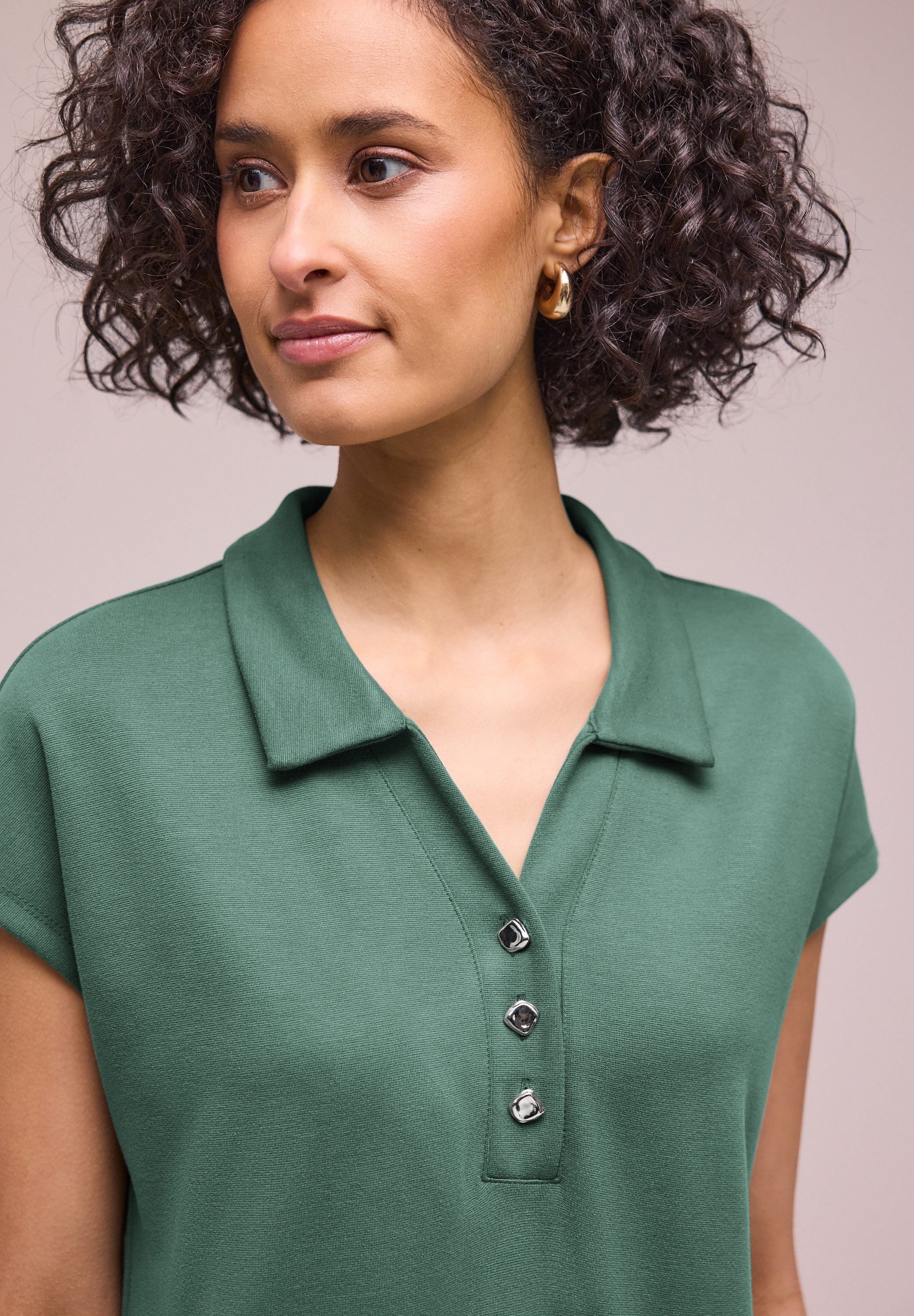 STREET ONE Shirtkleid Viskosemix, knielang, mit Polokragen – Bild 3 von 5