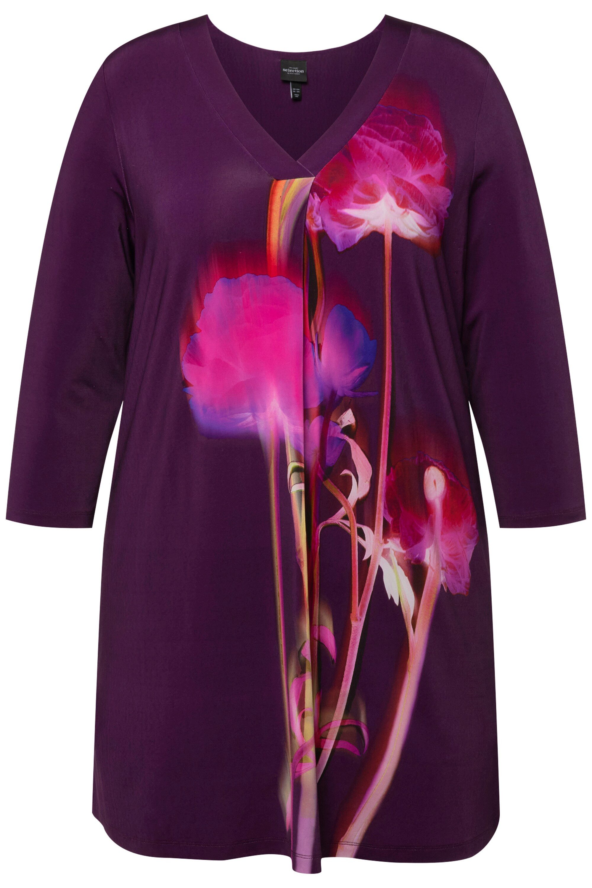 Ulla Popken T-Shirt Slinkyshirt Blüten A-Linie günstig online kaufen