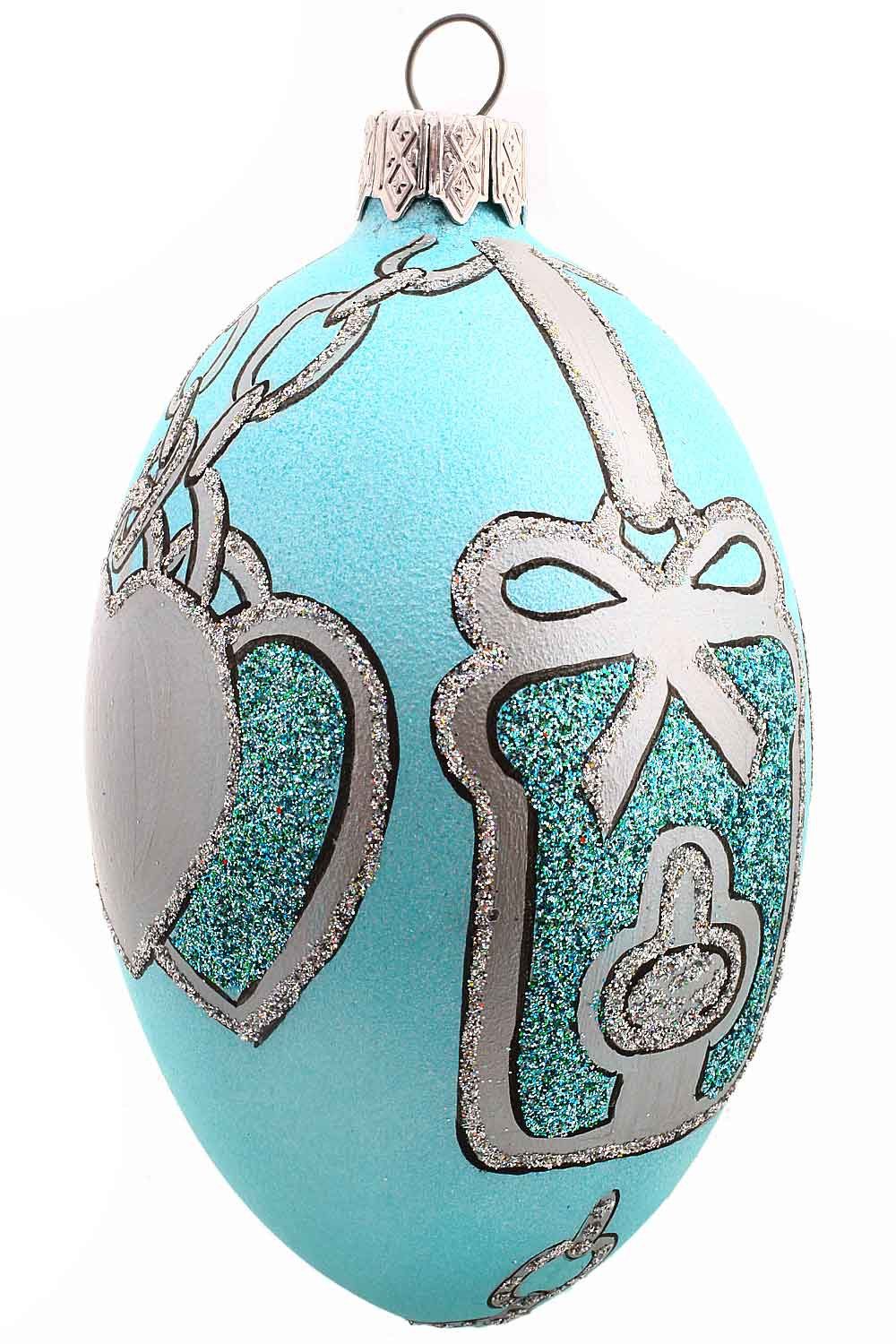 Hamburger Weihnachtskontor Osterhase Osterei Valentinstag (1-tlg), Dekohänger - mundgeblasen - handdekoriert