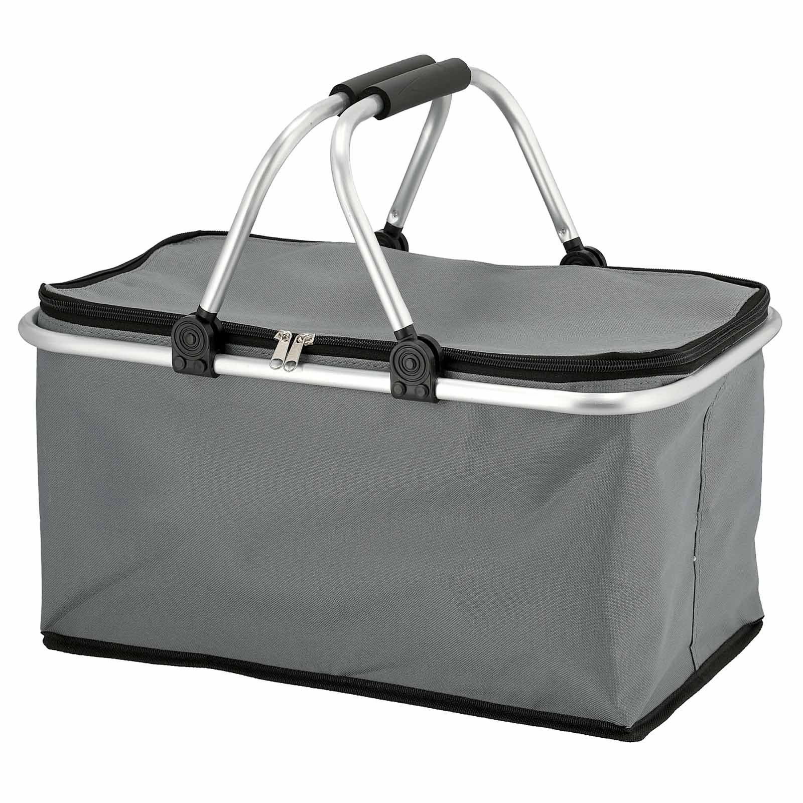 HAC24 Einkaufskorb Thermokorb Faltkorb Thermo Einkaufstasche mit Kühlfunktion Kühlkorb, 30 l, Grau, 46x23x27cm, Faltbar