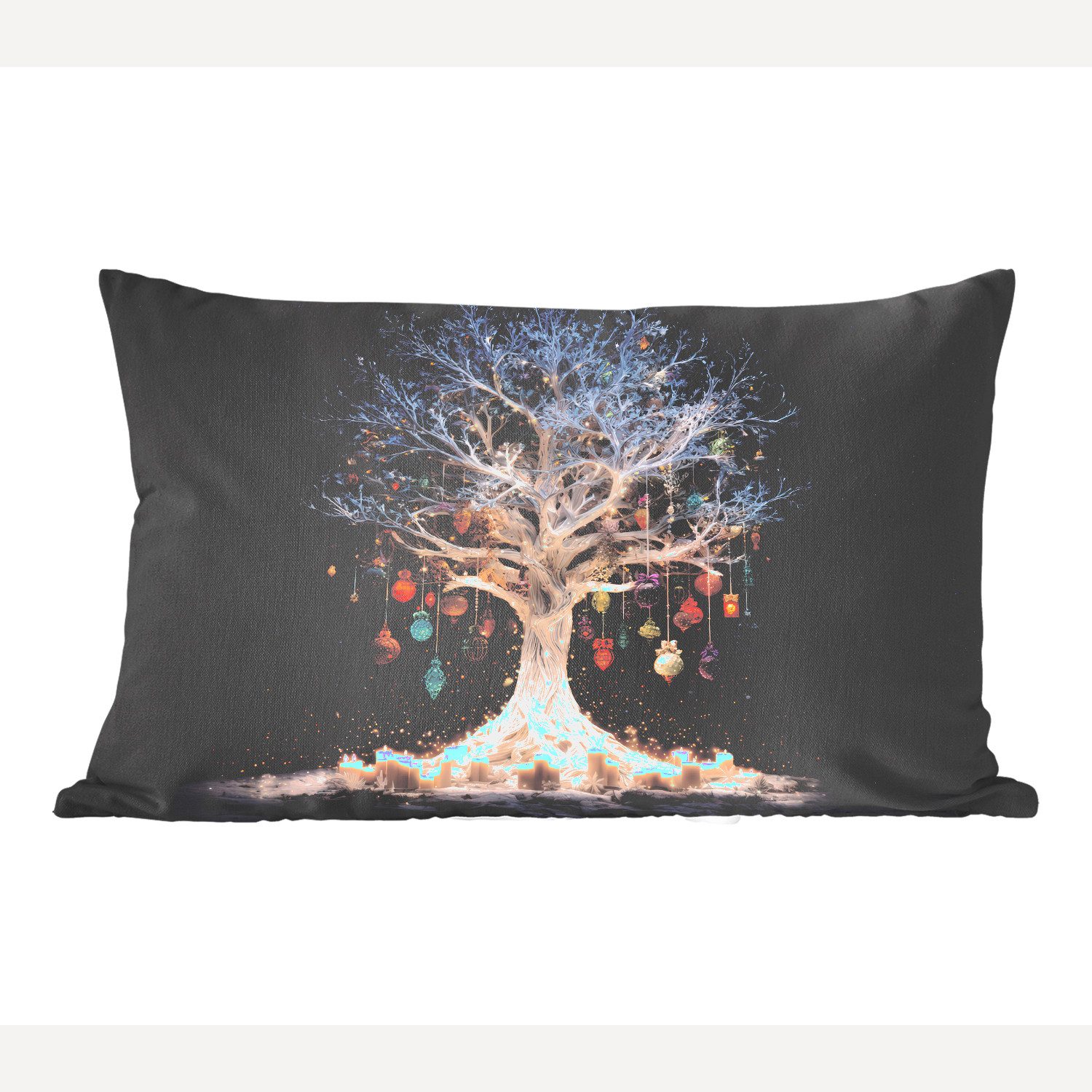 MuchoWow Dekokissen Schneebaum - Lichter - Weiß - Farbenfroh, Dekoration, Z günstig online kaufen