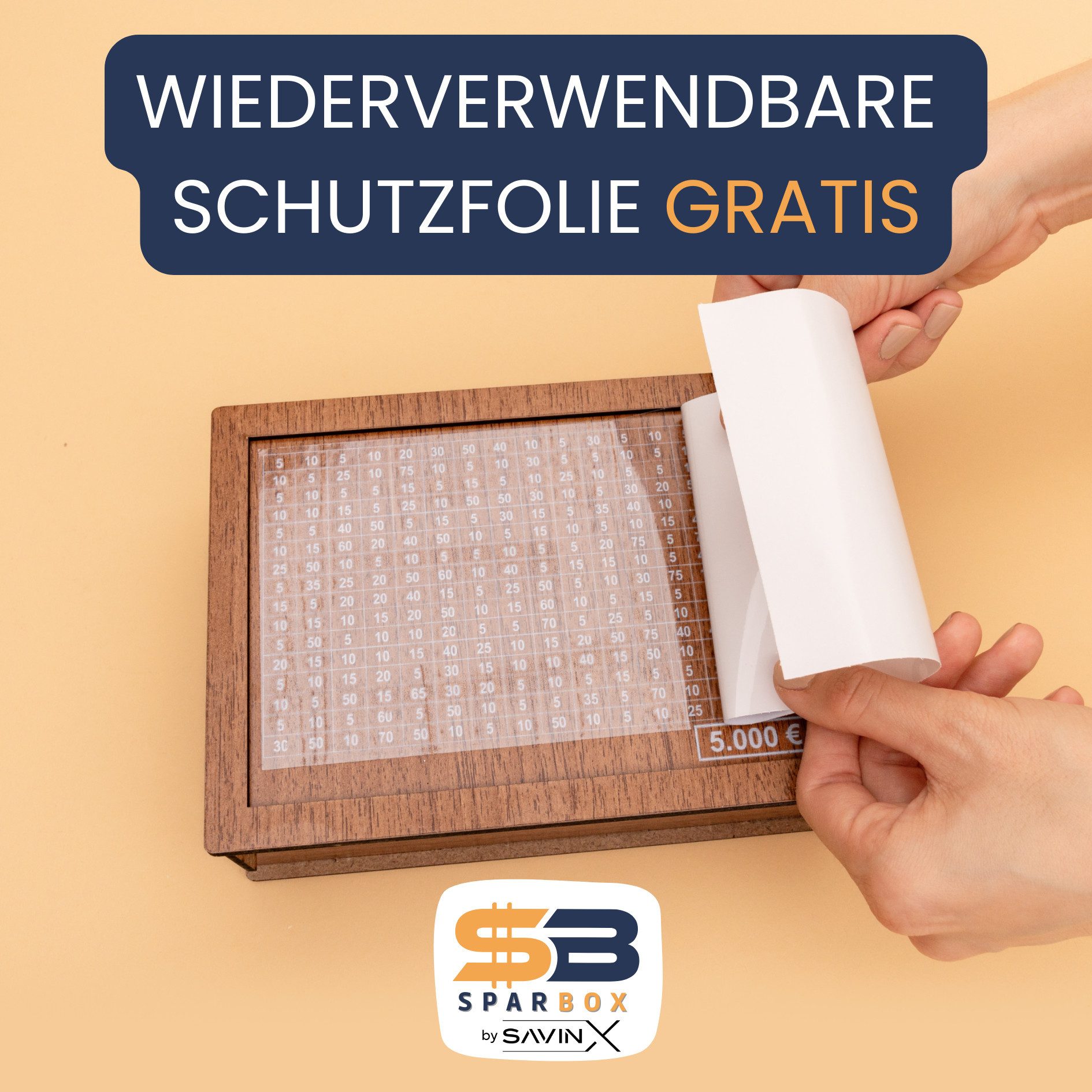 SavinX Spardose SparBox Original (6Größen) - mit Zahlen zum Ankreuzen•Wiederverwendbar – Bild 5 von 5