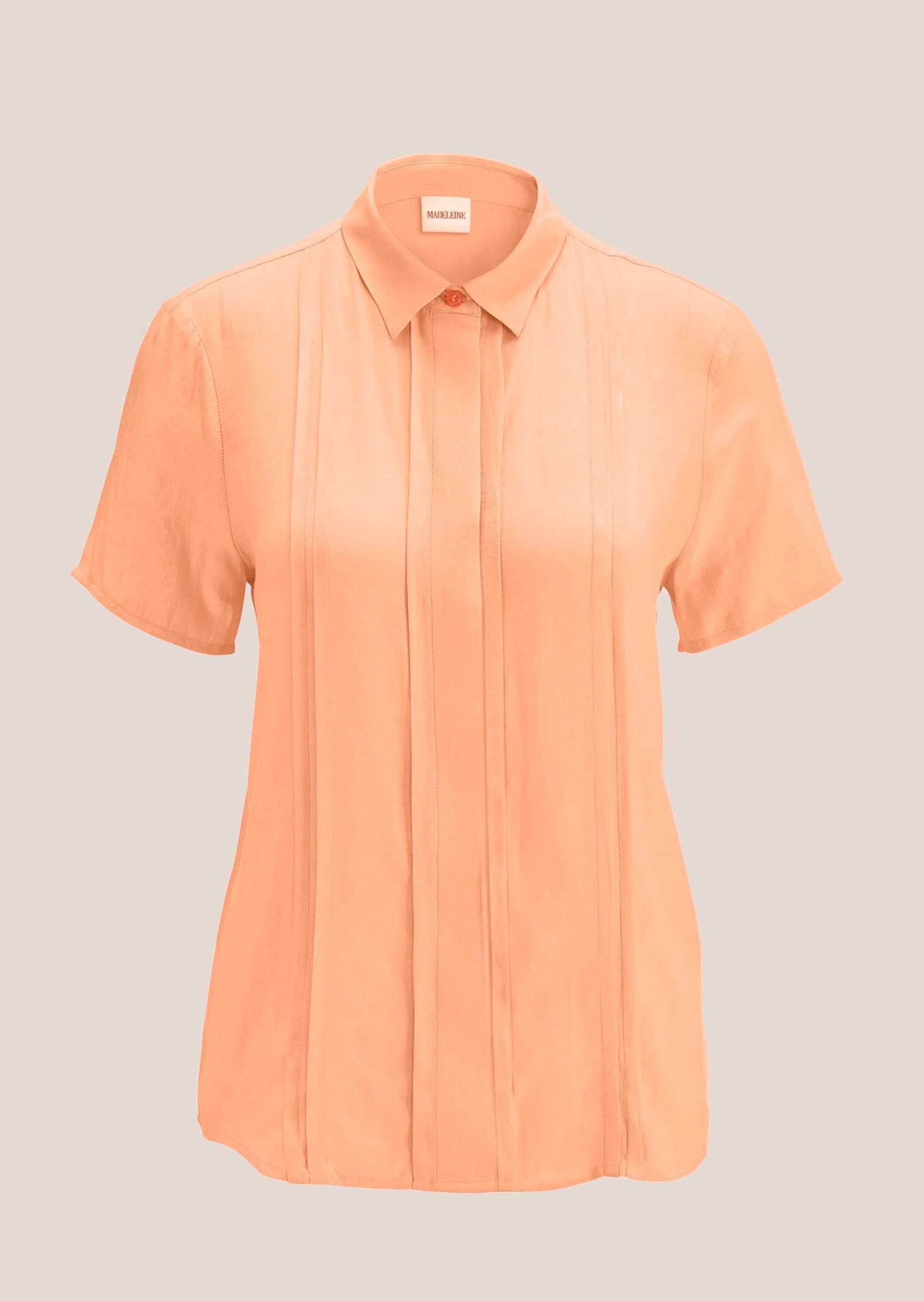 Kurzarmbluse Bluse mit feinen Biesen