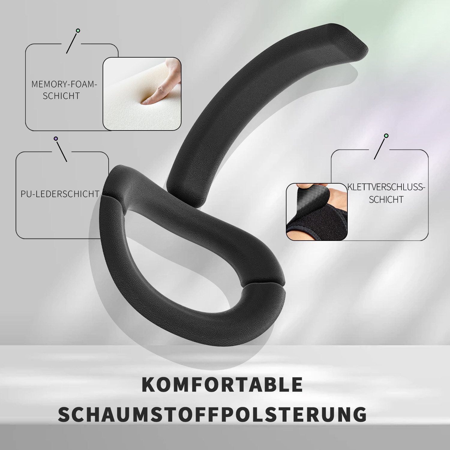 Tekoo VR Brillen-Halterung VR Headset Kopfband mit Akku 8000 mAh für Quest 3/3S, (Packung, 3-teiliges Set mit Kopfband, USB-C-Ladekabel und Anleitung, 8000 mAh Akku, 18W, USB-C, LED-Anzeige, verstellbar)