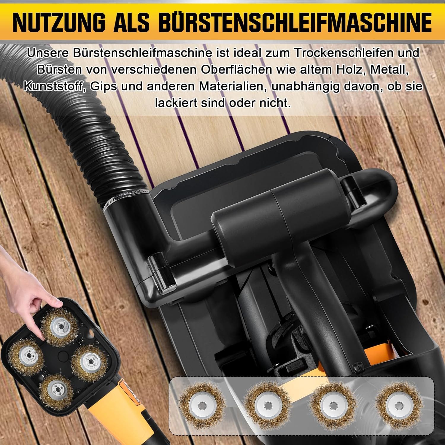 XERSEK Winkelschleifer 3800W Betonschleifer 4 Arbeitsmodule Betonfräse Putzfräse, max. 6000 U/min, mit Handgriff, Schutzhaube, 6 stufen – Bild 4 von 5