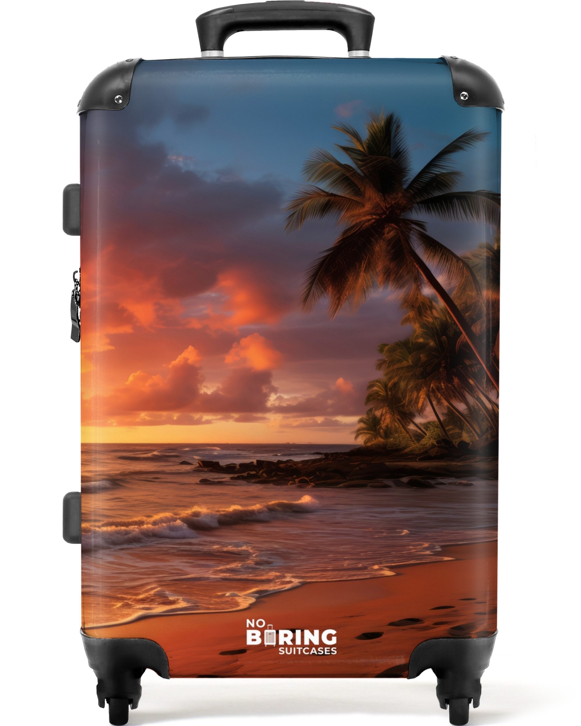 NoBoringSuitcases.com© Hartschalen-Trolley Strand mit Palme bei günstig online kaufen