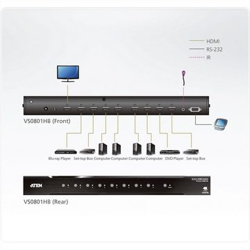 Aten VS0801HB HDMI Switch mit 8 Ports True 4K Audio- & Video-Adapter