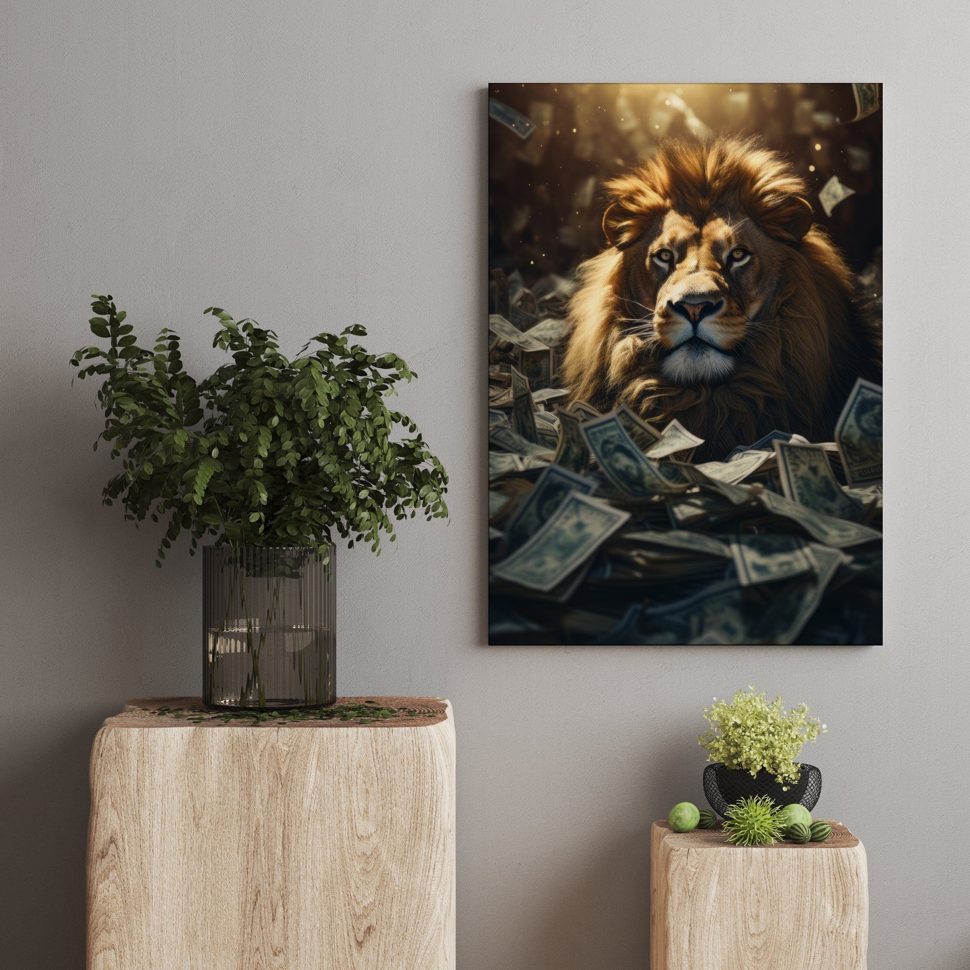 Hustling Sharks Leinwandbild Löwen-Bild als XXL Leinwandbild "Lion Rich" - günstig online kaufen