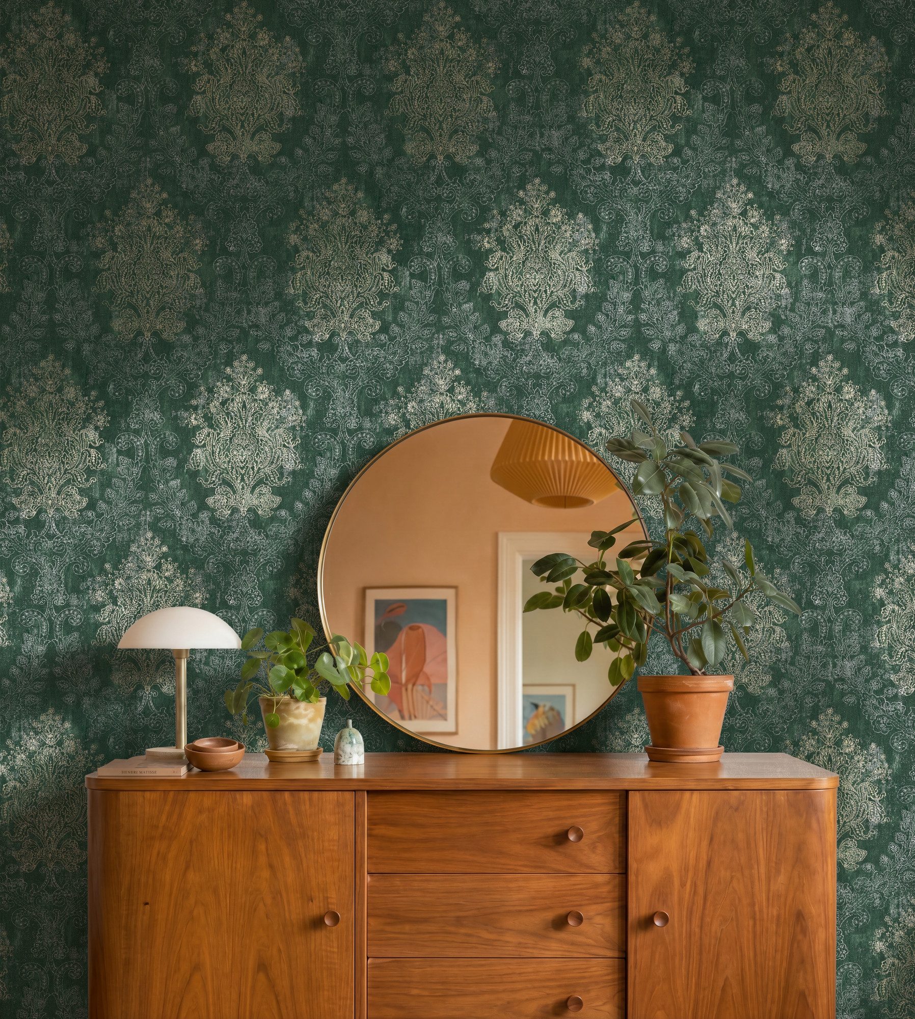 A.S. Création Vliestapete Trend Spectrum Baroque – Glänzendes Ornament Vliestapete, leicht strukturiert, Barock, ornamental, metallic, (1 St), Elegantes Barockornament mit glänzenden Metallic-Akzenten