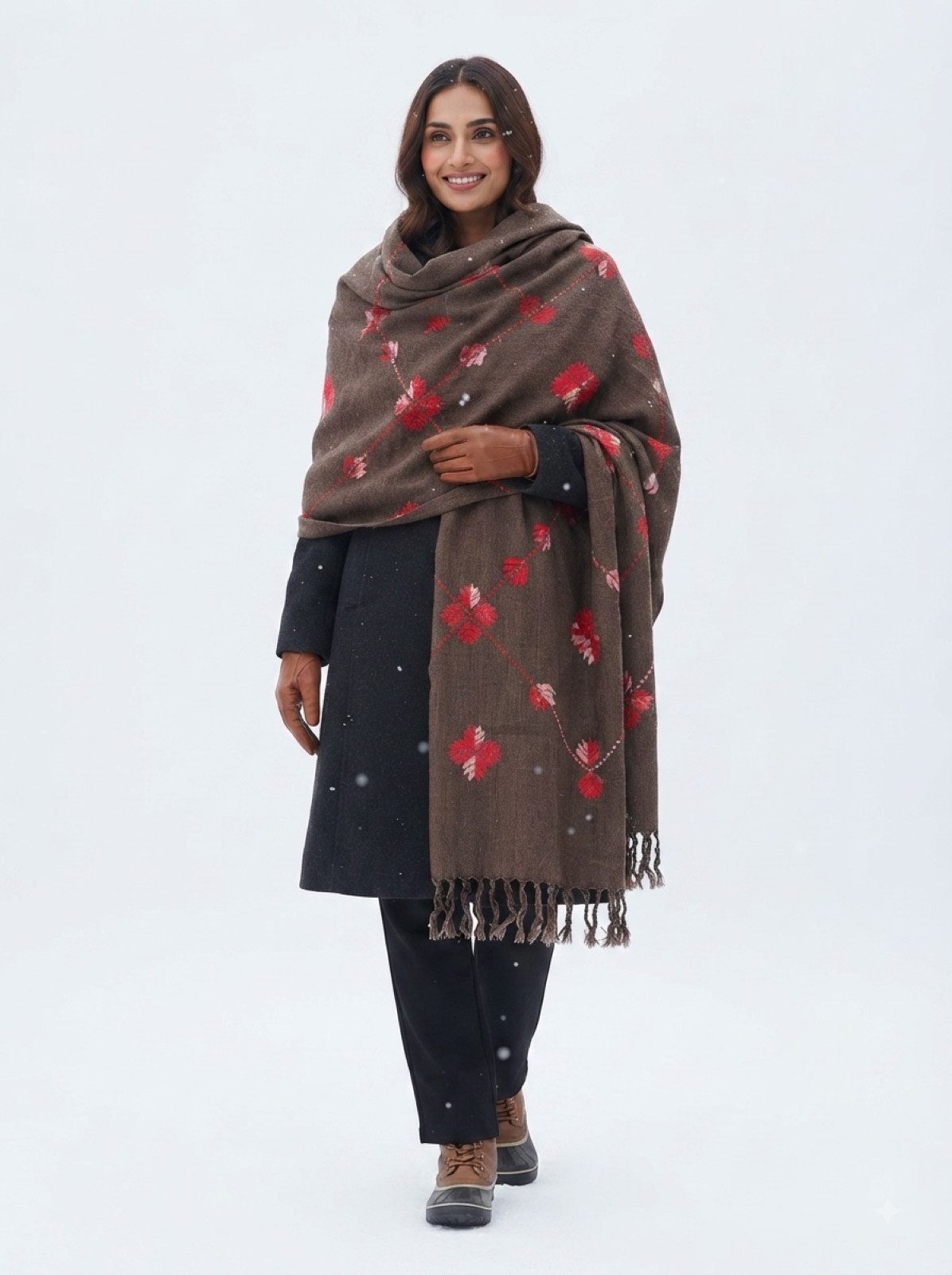 PfauGermany Wollschal Himalayan Premium Quality XXXL Exclusive Embroidery Wool Schals
