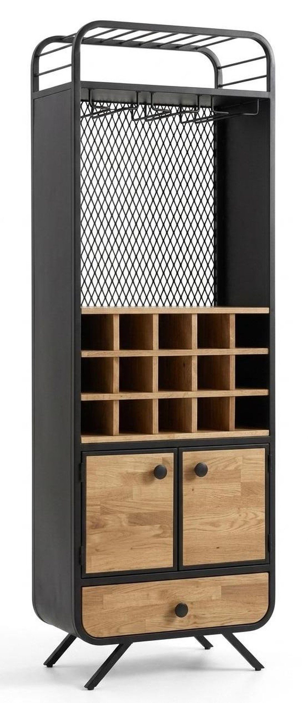 JVmoebel Buffetaufsatz Elegantes Rustikales Holz Metall Weinregal Fächer Flaschen Gläser, Made in Europa