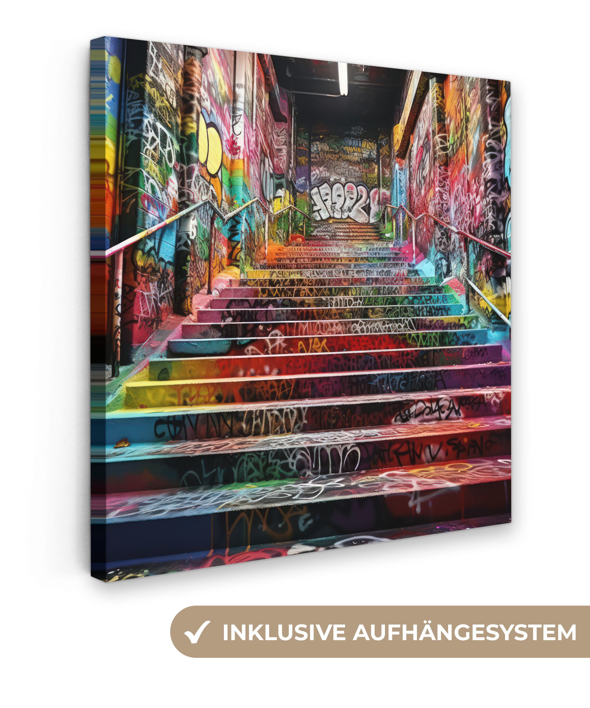 OneMillionCanvasses® Leinwandbild Treppe - Graffiti - Farben - Kunst, Fotod günstig online kaufen