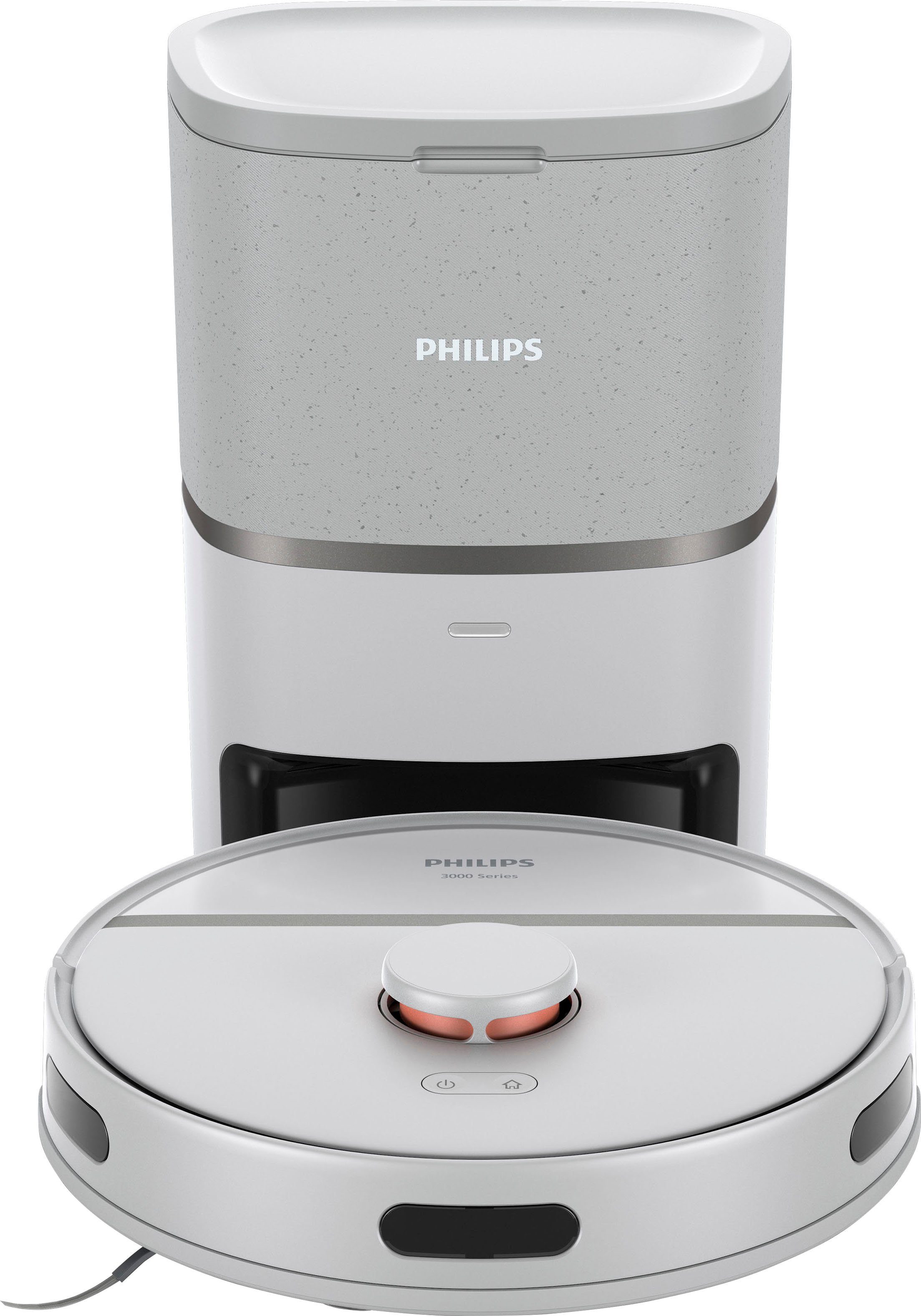 Philips Saugroboter XU3110/02, 230 min Akkulaufzeit, Teppichfunktion, inkl. 360° und Entleerungsstation Lasernavigation Wischfunktion