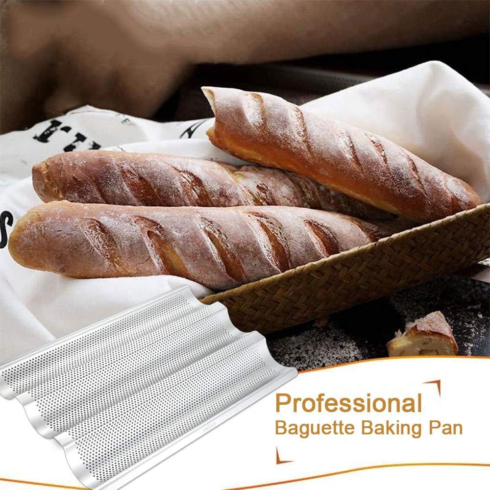 FELIXLEO Backform Baguette Brotpfanne Edelstahl Perforierte Backform 3 Wellen, (1-tlg) – Bild 3 von 5