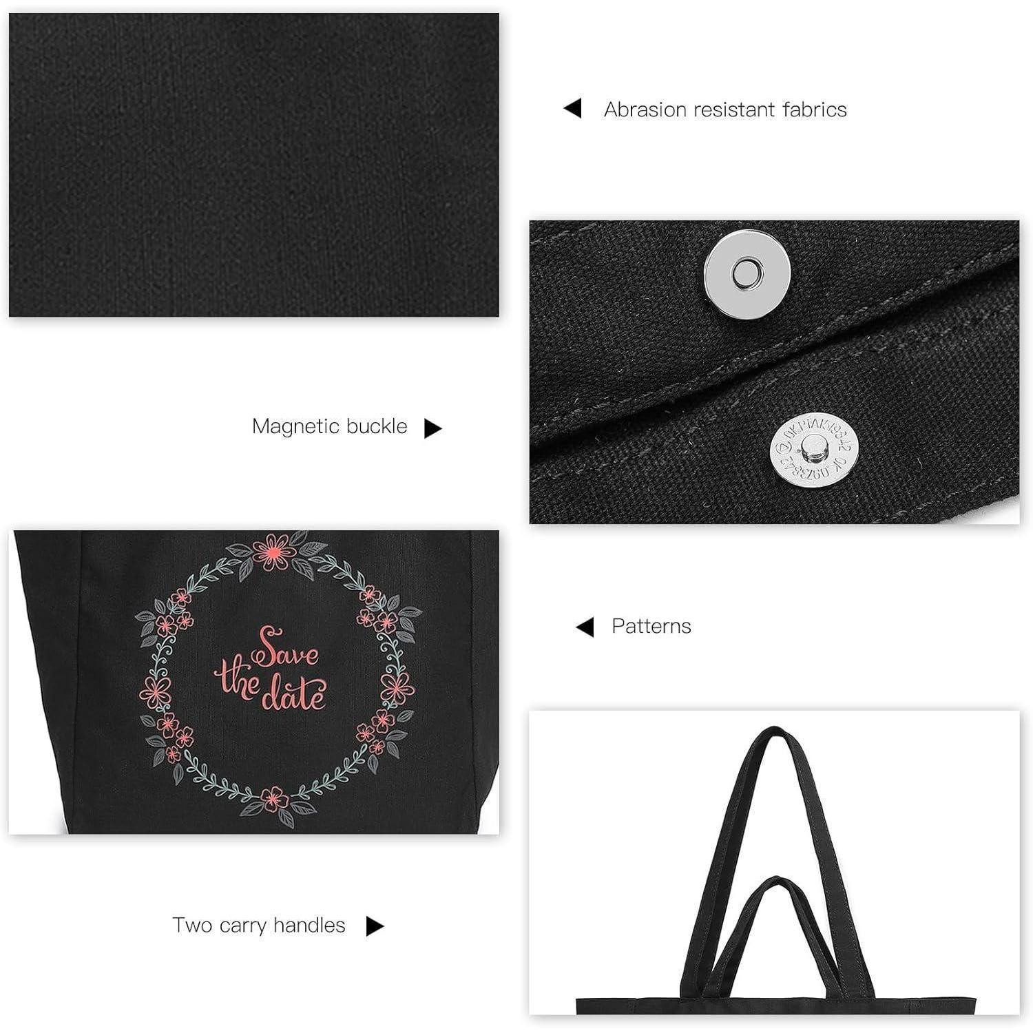 LuxusKollektion Shopper Shopper Damen Tote Bag Kapazität Shopping Schule 1-3 Schwarz