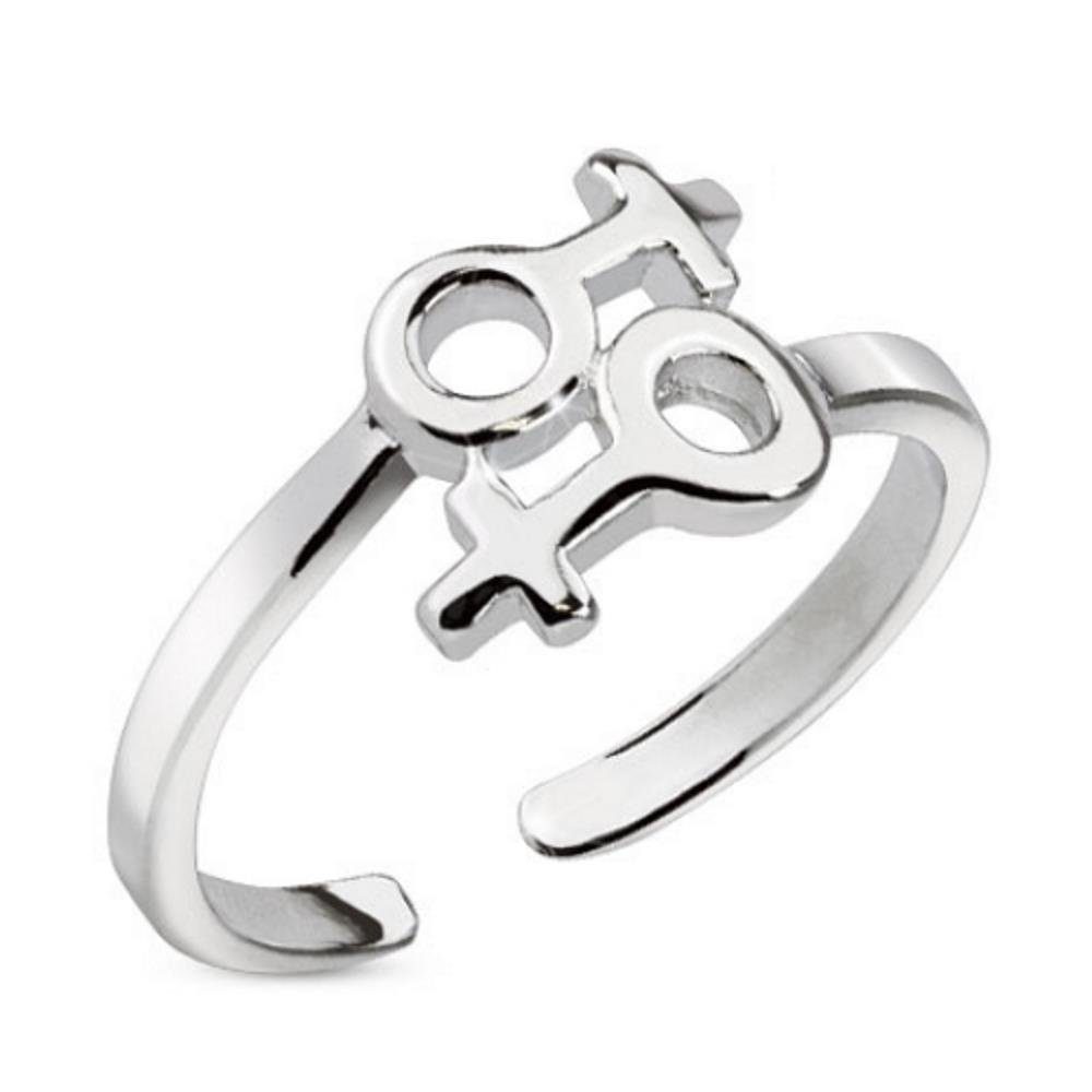 BUNGSA Zehenring Zehenring mit Weiblichkeitssymbol Silber aus Messing Unisex, Zehring Toering