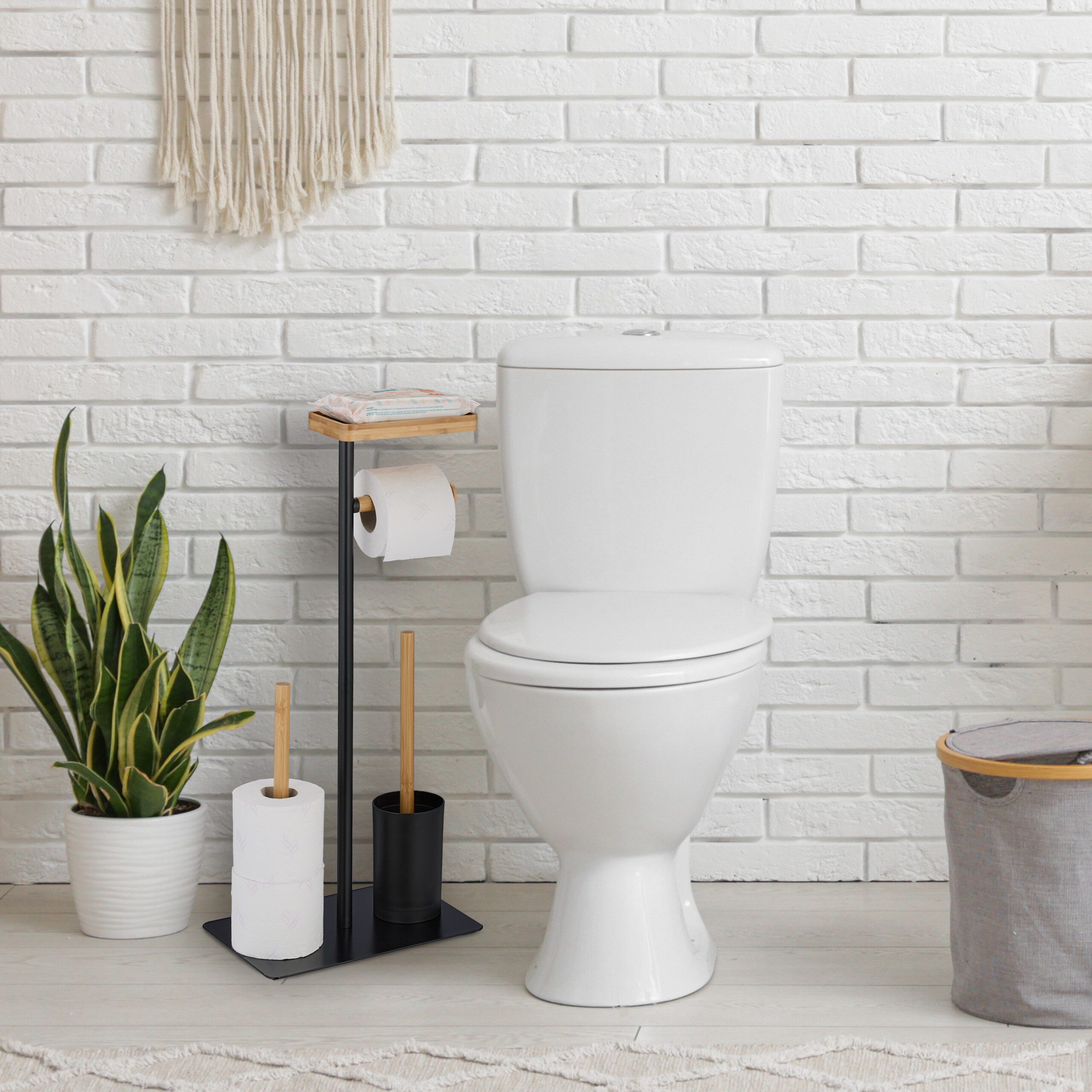 relaxdays WC-Garnitur Bambus & Eise günstig online kaufen