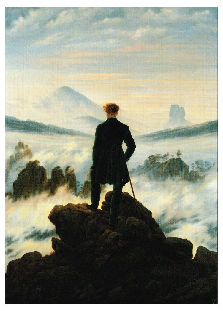 Postkarte Kunstkarte Caspar David Friedrich "Wanderer über dem Nebelmeer"