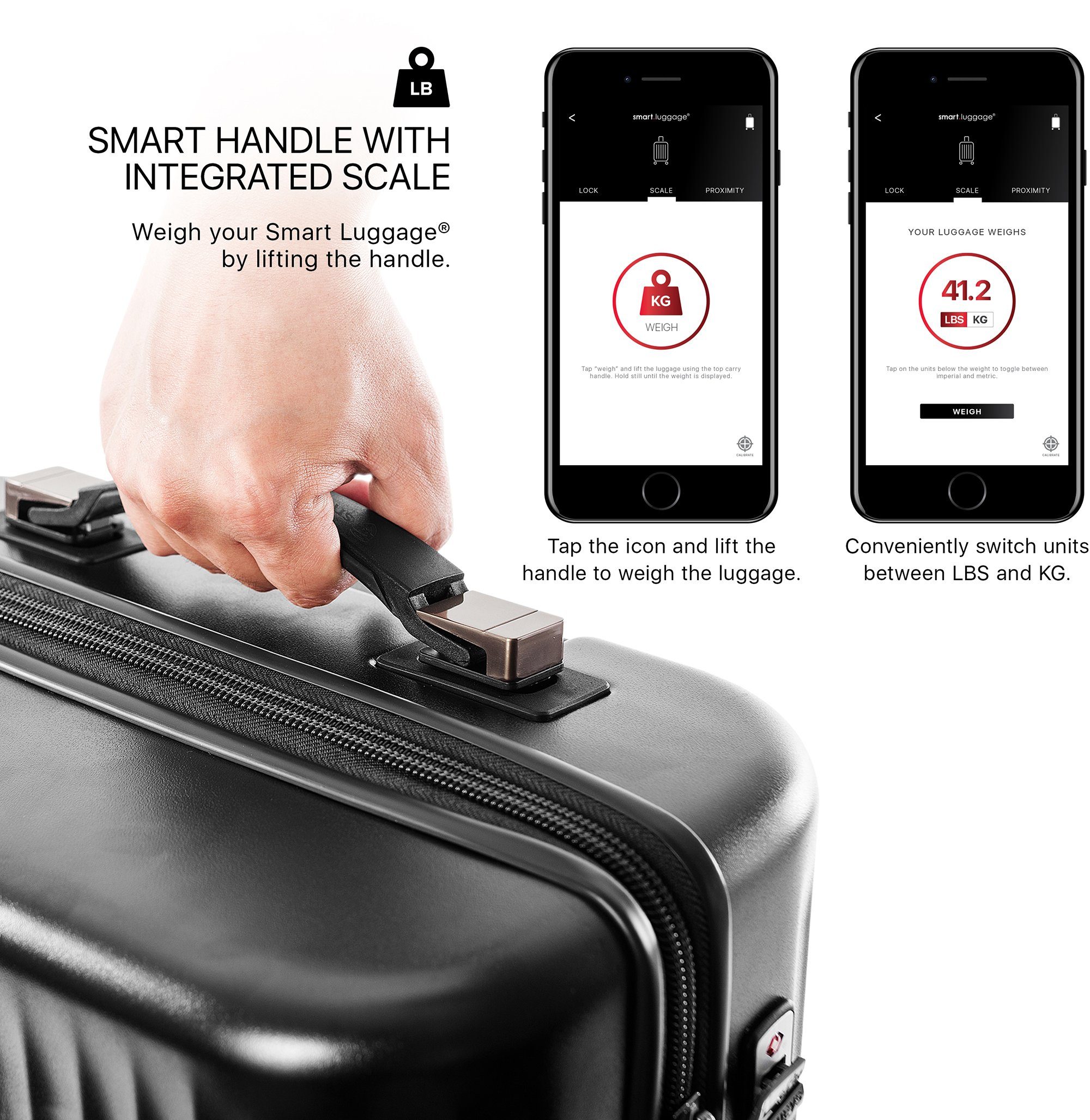 Black vollständig 4 Heys Smart Hartschalen-Trolley Luggage®, venetztes 76 Rollen, App-Funktion mit High-End-Gepäck cm,
