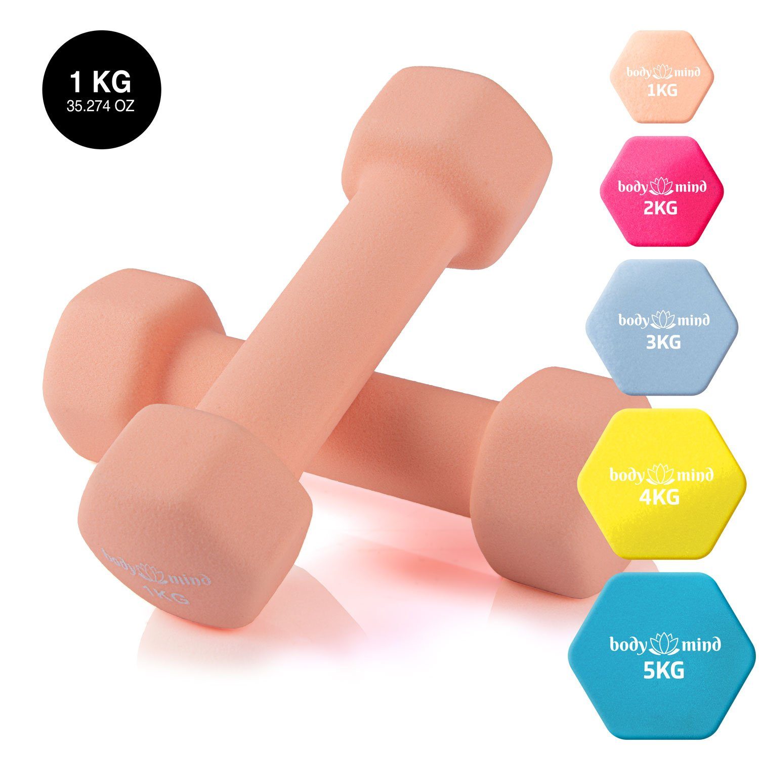 Body & Mind Hantel-Set BODY & MIND Neopren Hantel Set–Kurzhanteln für Fitness & Heimgebrauch, (Dumbbells, Effektives Krafttraining), Fitness Workout für Zuhause