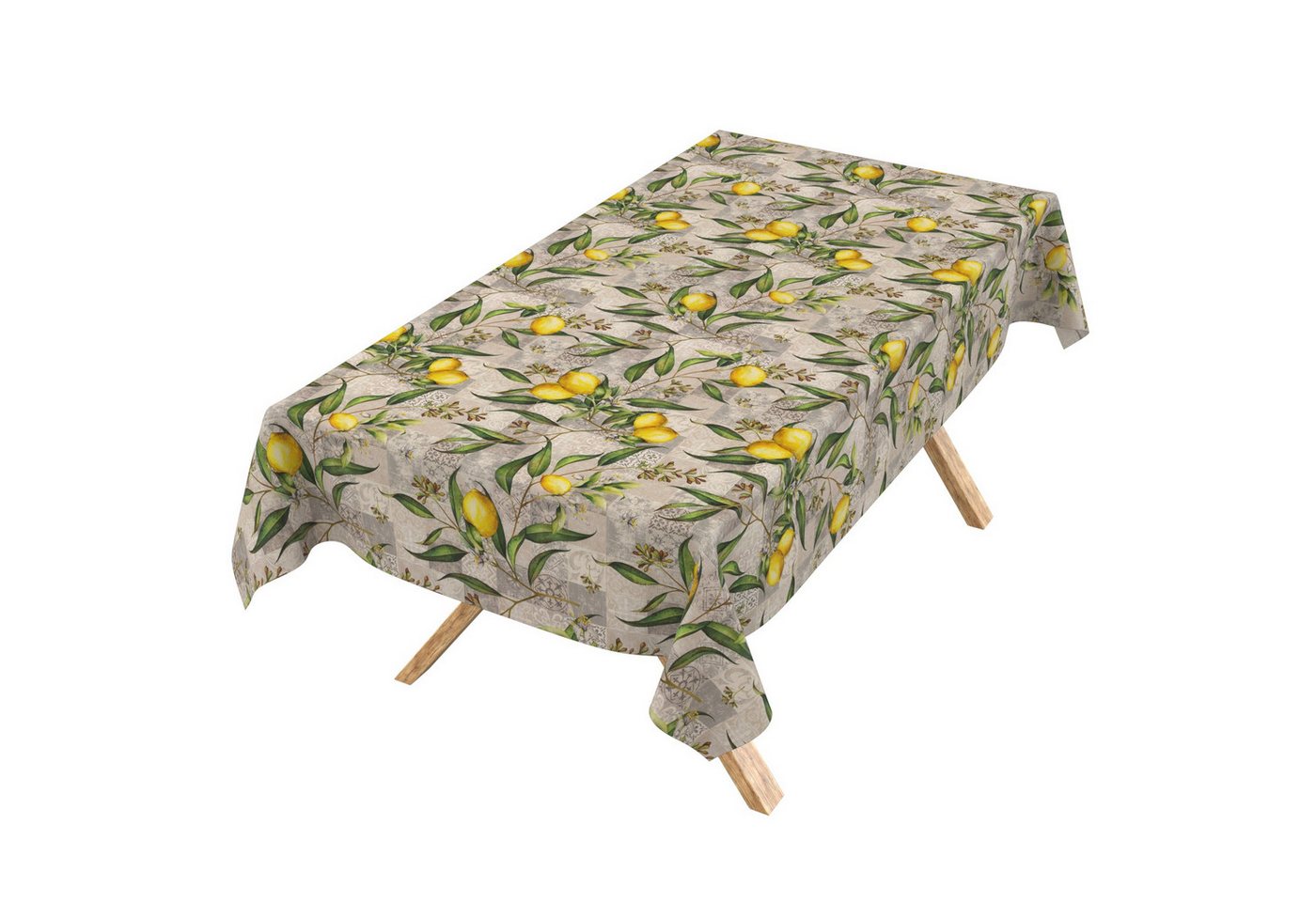 ANRO Tischdecke abwaschbar Madrid Stoff Premium Mediterran Zitrone (Einzelstück 1-tlg), Stoff schmutzabweisend 90x130cm Mediterran Grau