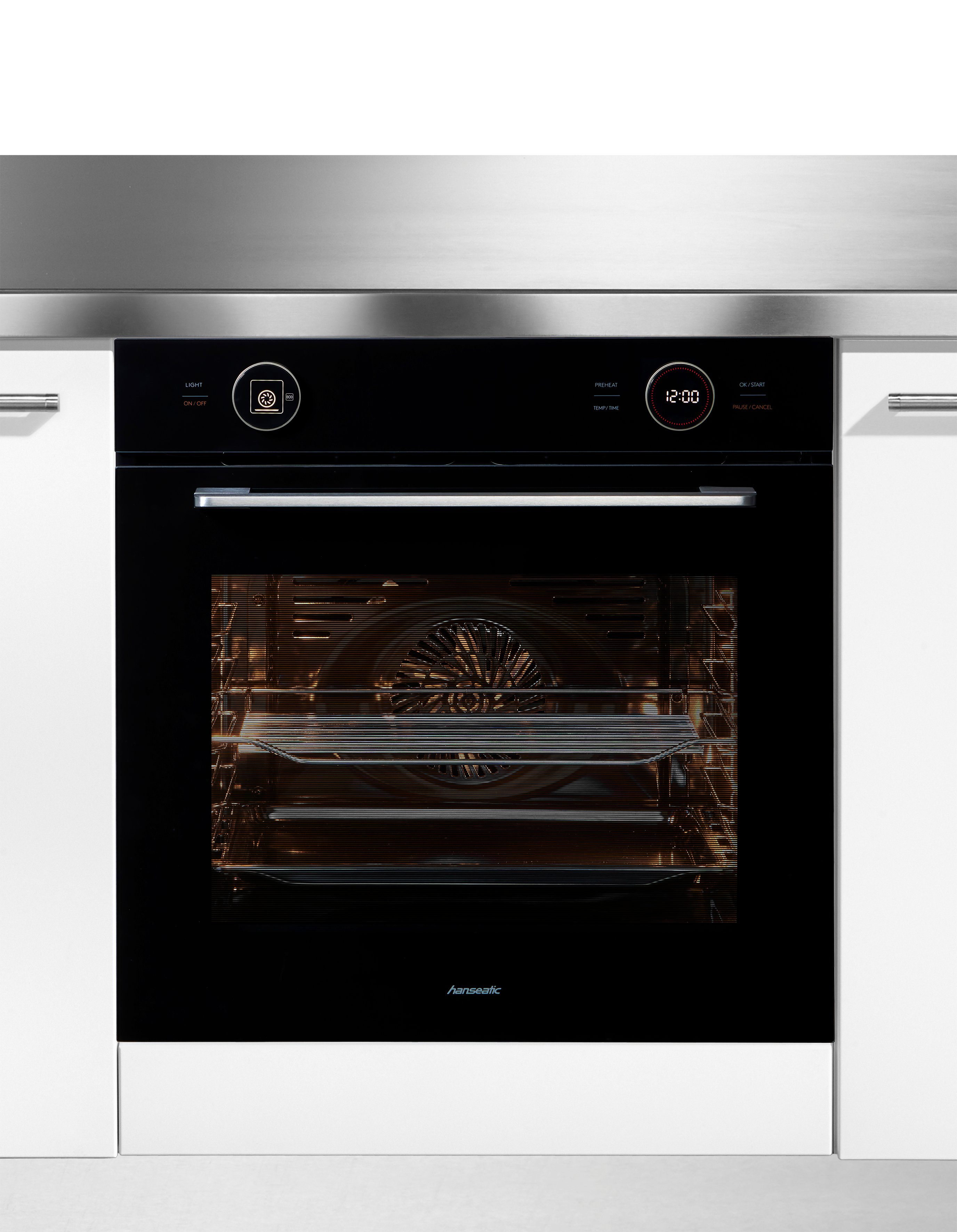 Hanseatic Einbaubackofen HBO7213A1, Einfache Handhabung durch 2 Bedienknebel