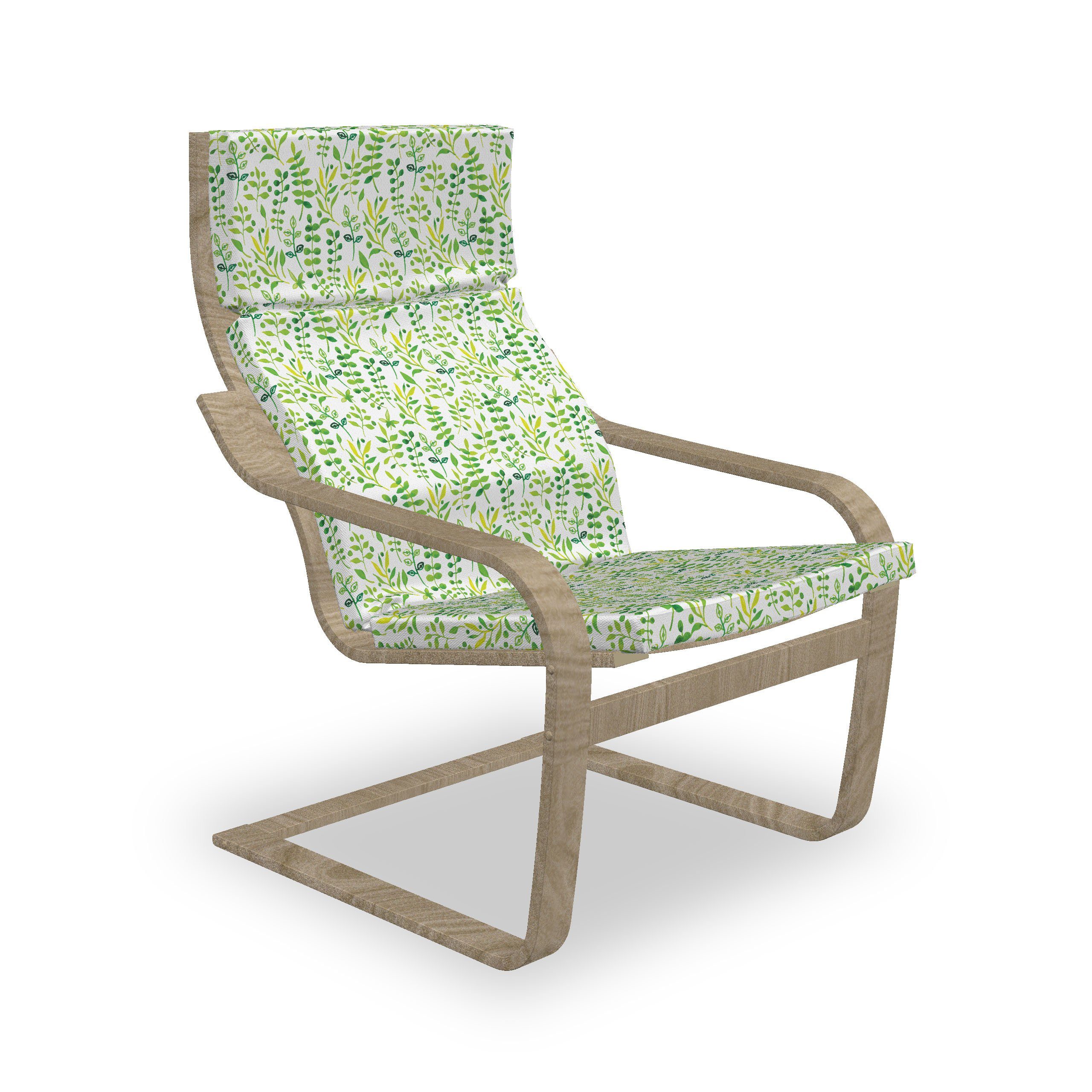 Abakuhaus Stuhlkissen Sitzkissen mit Stuhlkissen Blätter mit Aquarell Reißverschluss, und und Weiß Hakenschlaufe Grün