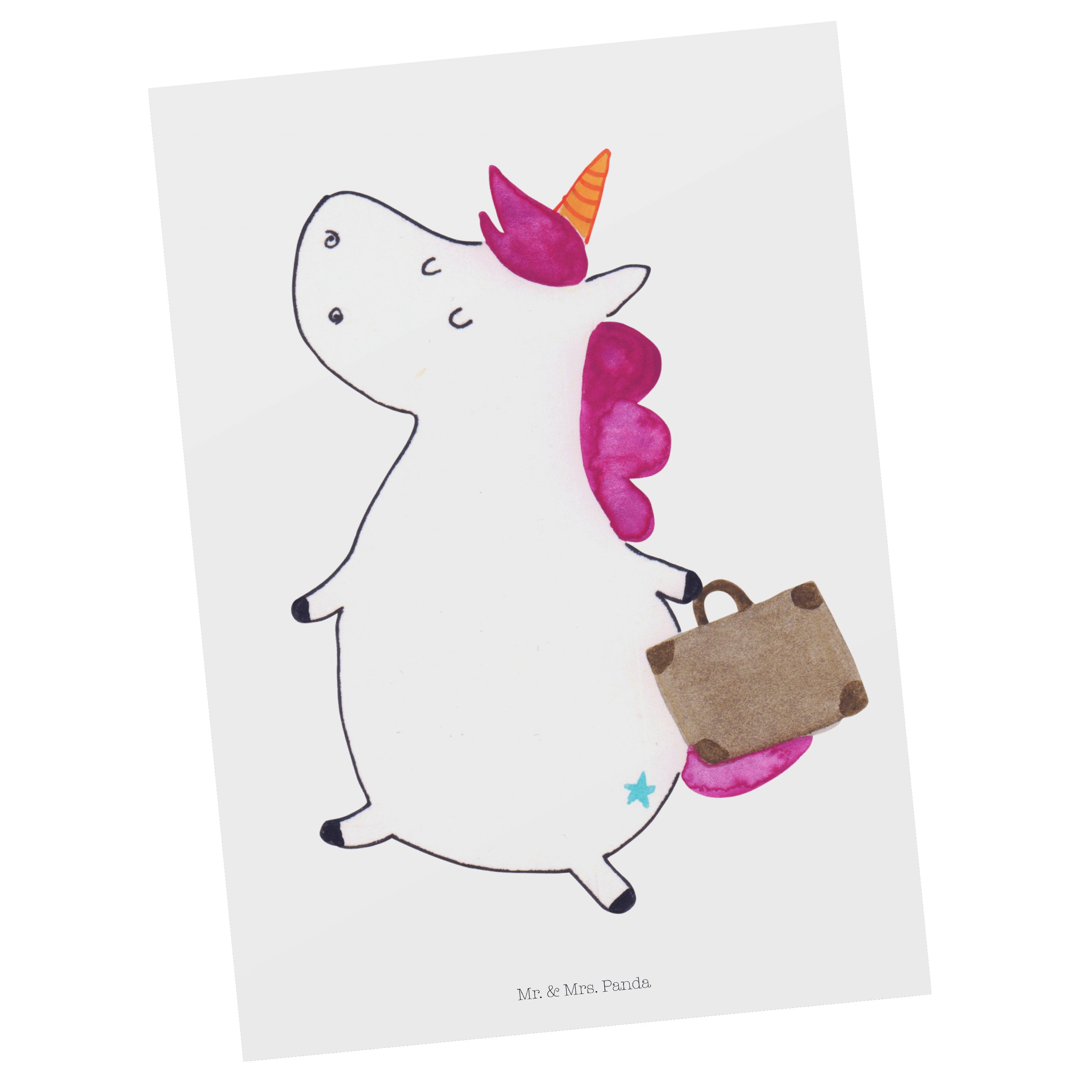 Mr. & - Postkarte - Mrs. Einhorn Pegasus, Weiß Geschenk, Erwachsen, Panda Unicorn Koffer lustig