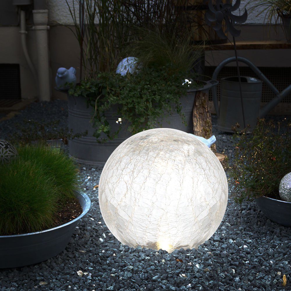 Gartenleuchte, LED-Leuchtmittel fest Farbwechsel Glas Steckleuchte Außen LED Farbwechsel, verbaut, Gartenleuchte etc-shop Kugellampe