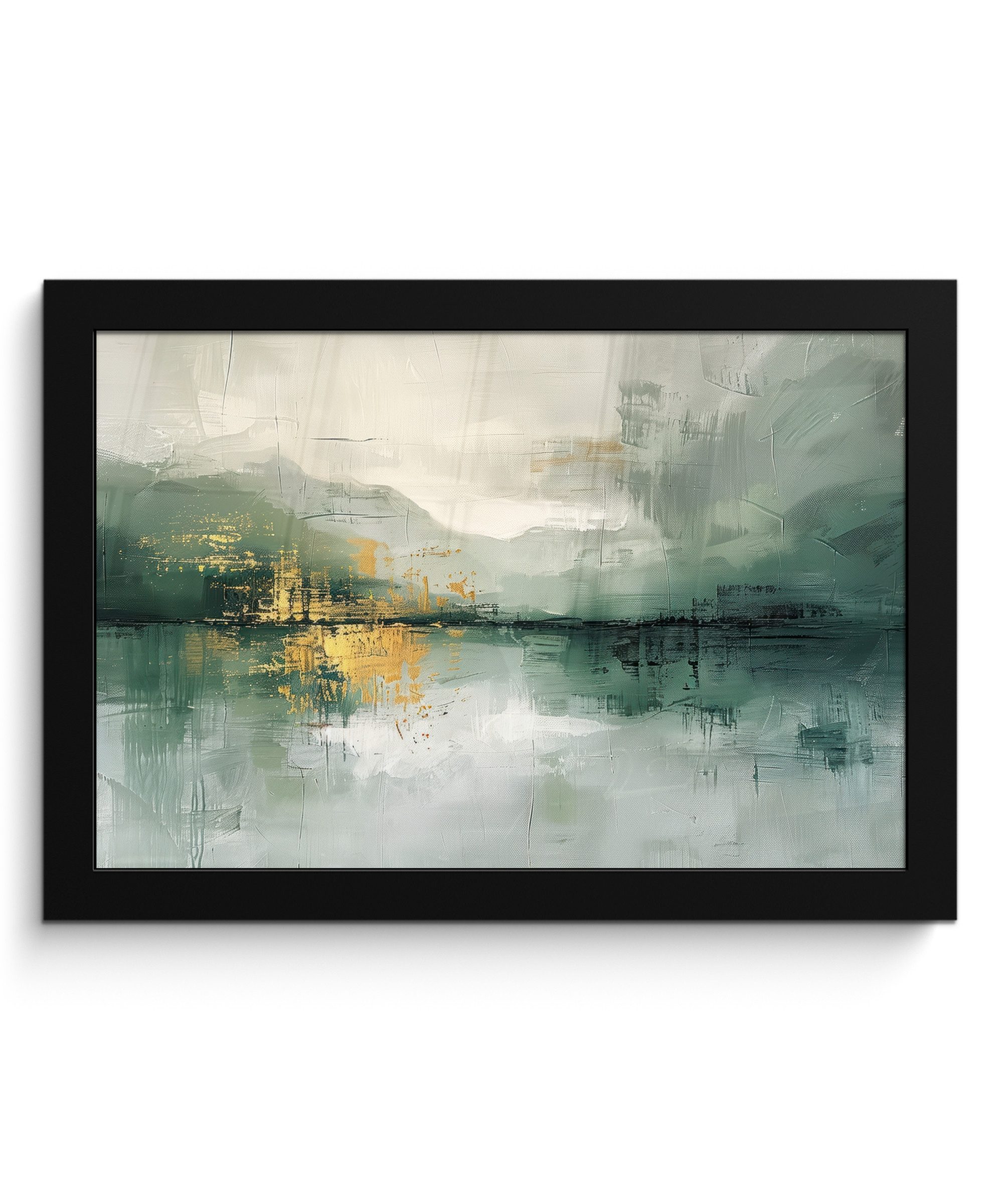 MuchoWow Poster Grün - Modern - Abstrakt - Gold, (1 St), Wandbilder, Deko Wohnzimmer Schlafzimmer, 30x20 cm