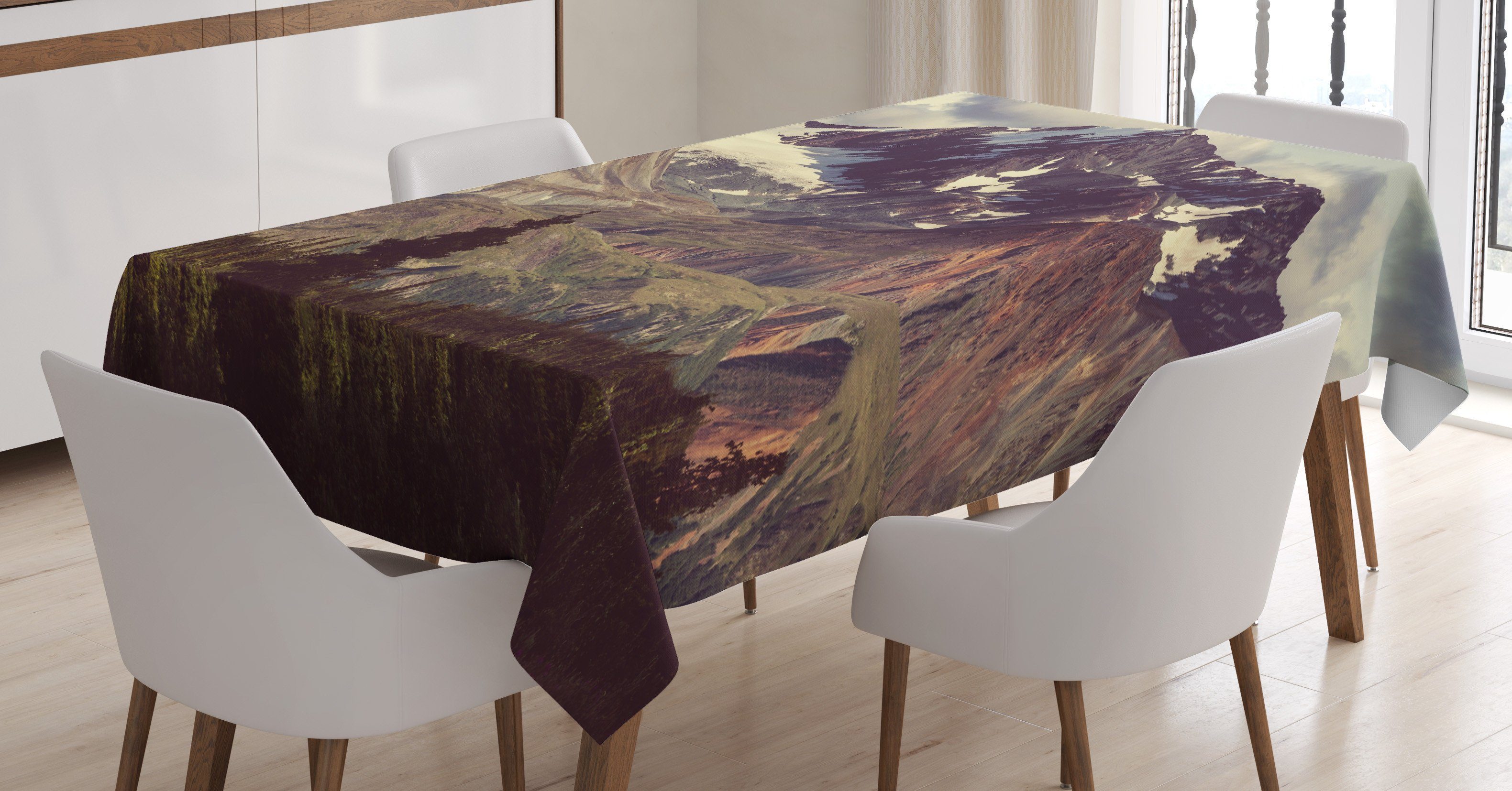 Für geeignet Tischdecke Waschbar Berg Abakuhaus Klare Farbfest Bereich Außen Farben, den Alaska-Landschaft