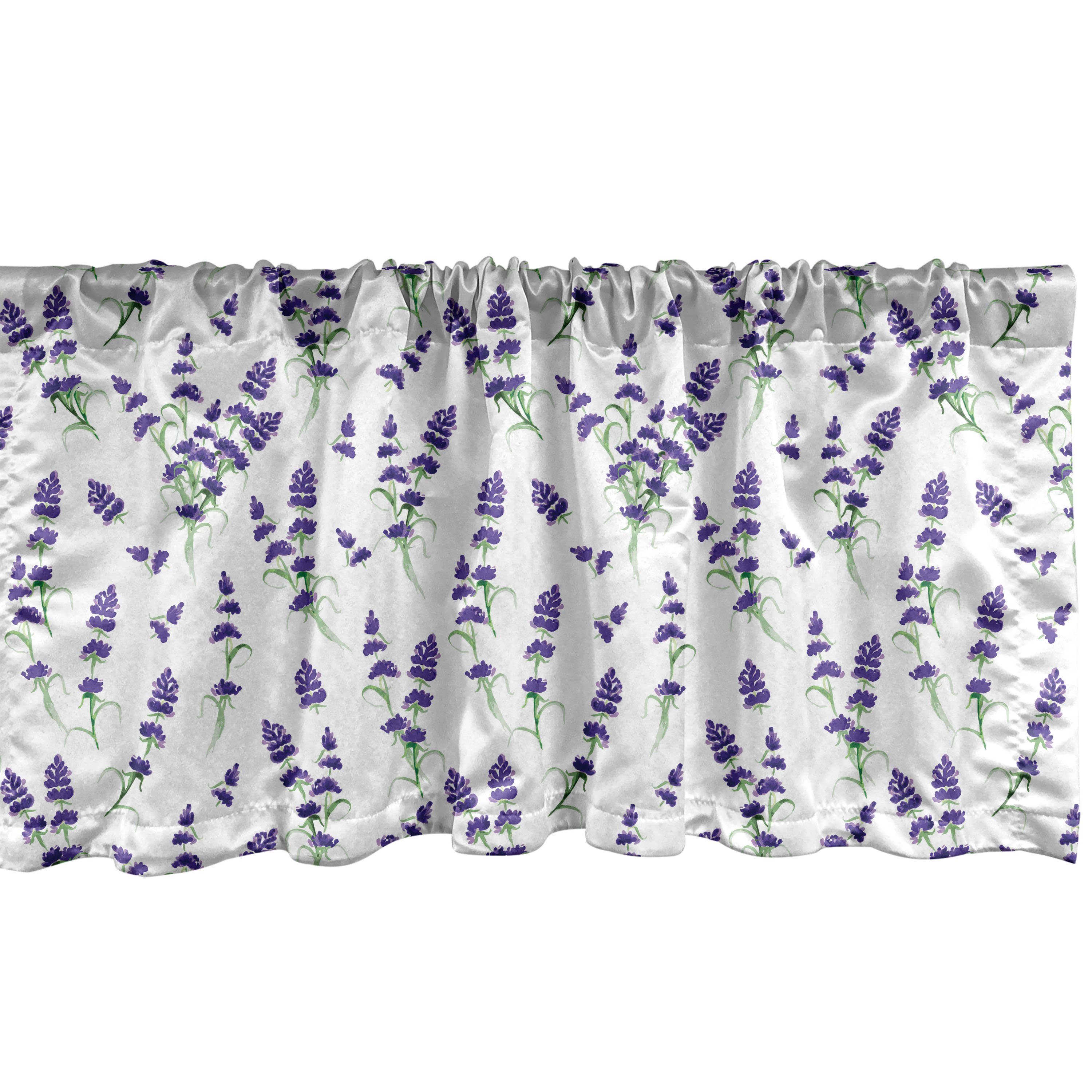 Scheibengardine Vorhang Volant für Küche Schlafzimmer Dekor mit Stangentasche, Abakuhaus, Microfaser, Lavendel Aquarell-Kunst-Werk