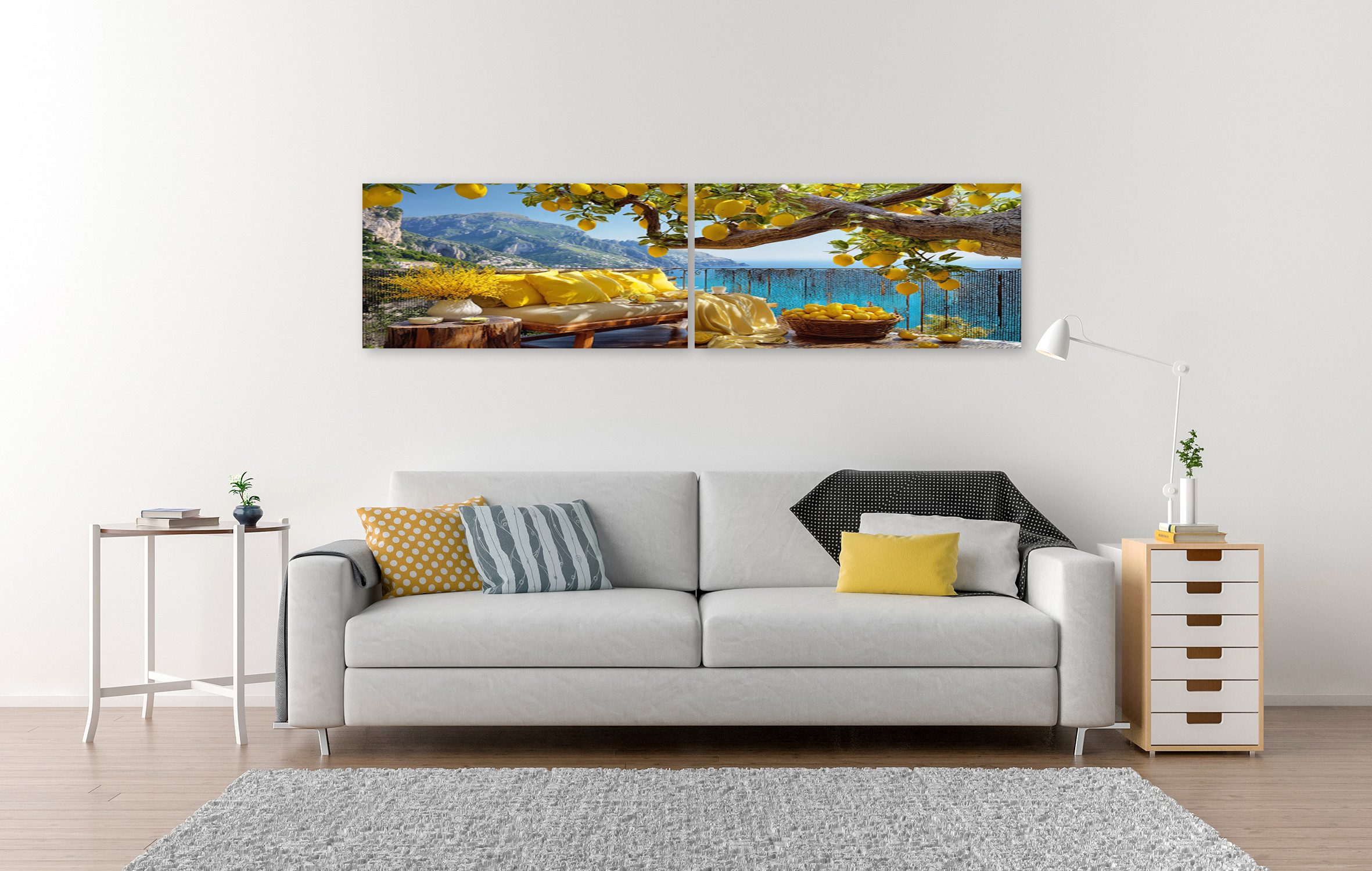 islandburner Leinwandbild Balkon mit Zitronen und Meerblick - Sommerliche Wanddekoration - – Bild 2 von 5