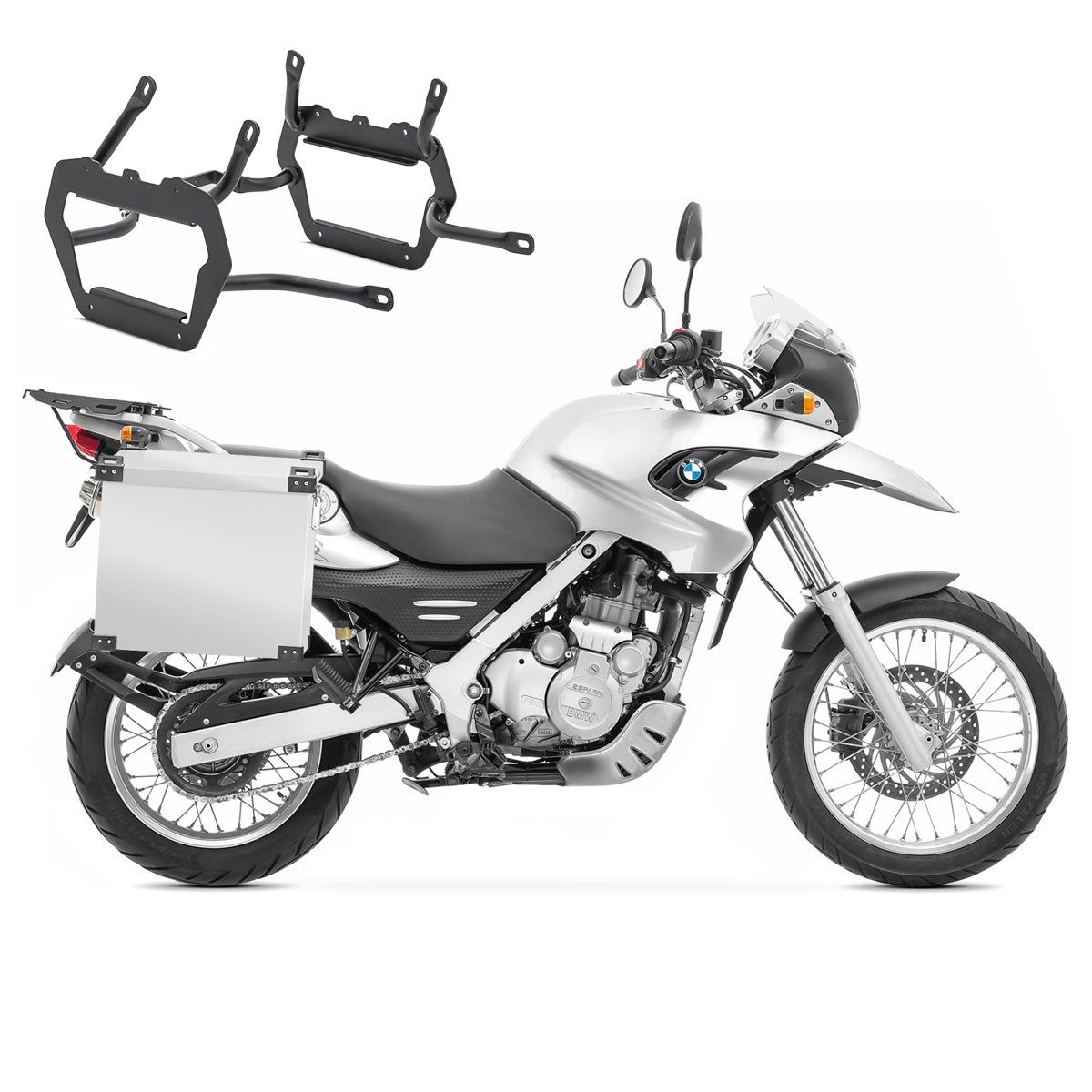 Bagtecs Kofferset Set Alukoffer + Kofferträger passend für BMW F 650 GS / Dakar 99-07 Al