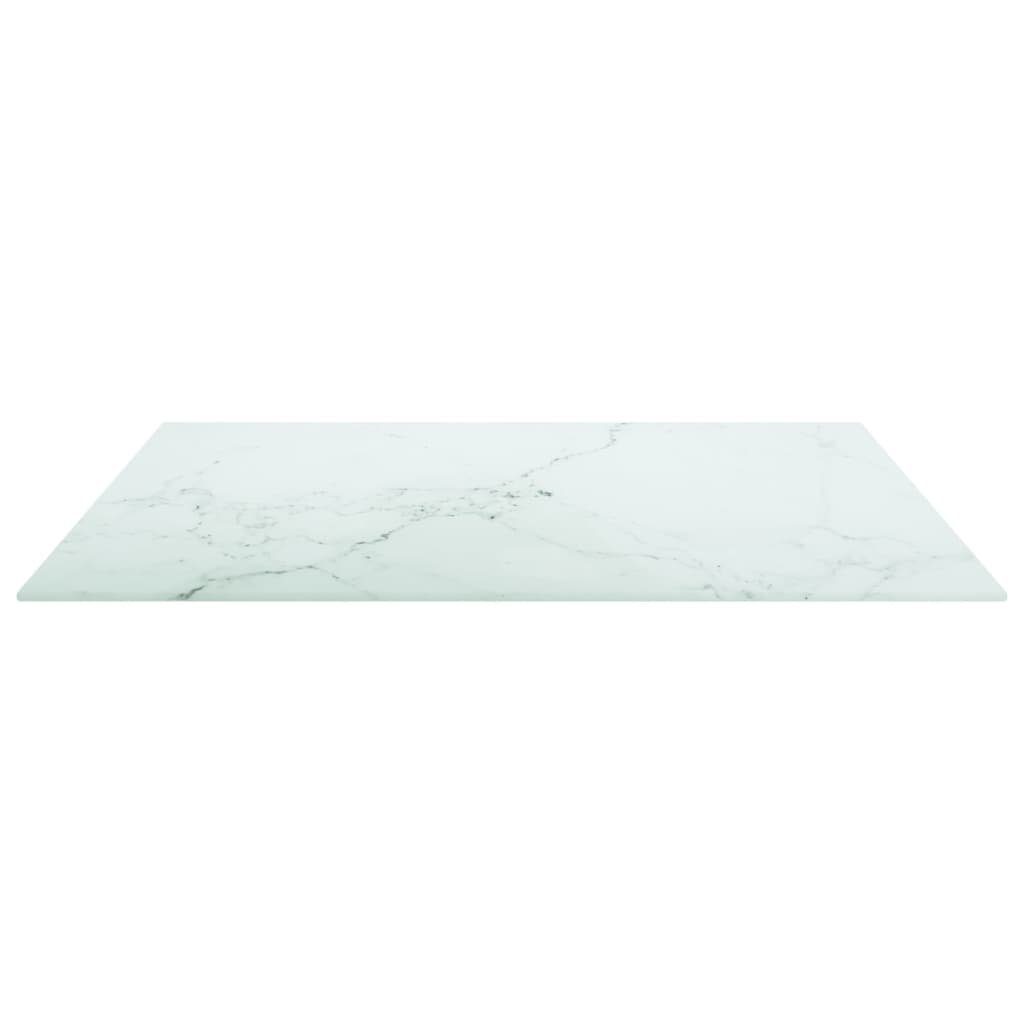 furnicato Tischplatte Weiß (1 mm in Marmoroptik 70x70 cm 6 St) Hartglas