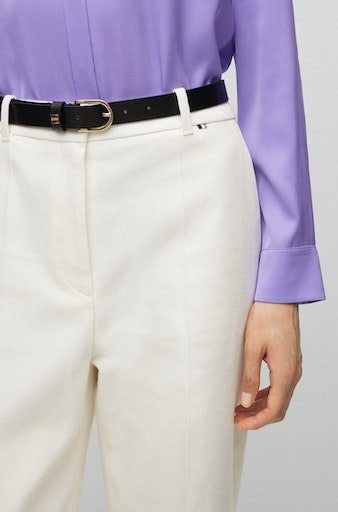 BOSS Ledergürtel Scarlet B. 2,5cm N-R mit goldfarbener Schliesse und BOSS-L günstig online kaufen