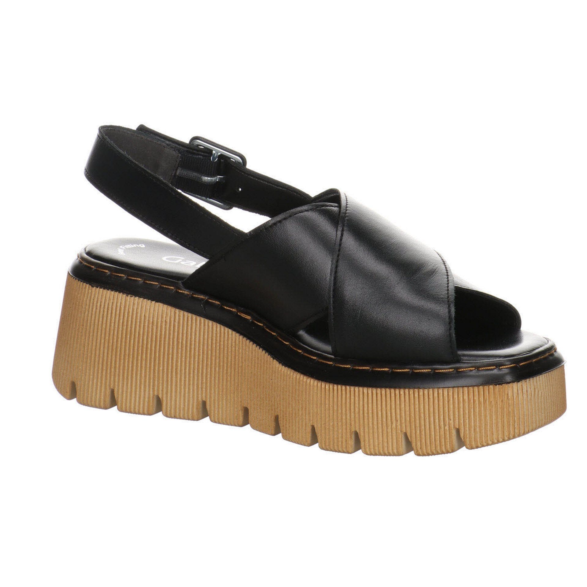 schwarz.cognac Plateausandaletten Riemchensandalen Glattleder Sandalette Damen Gabor