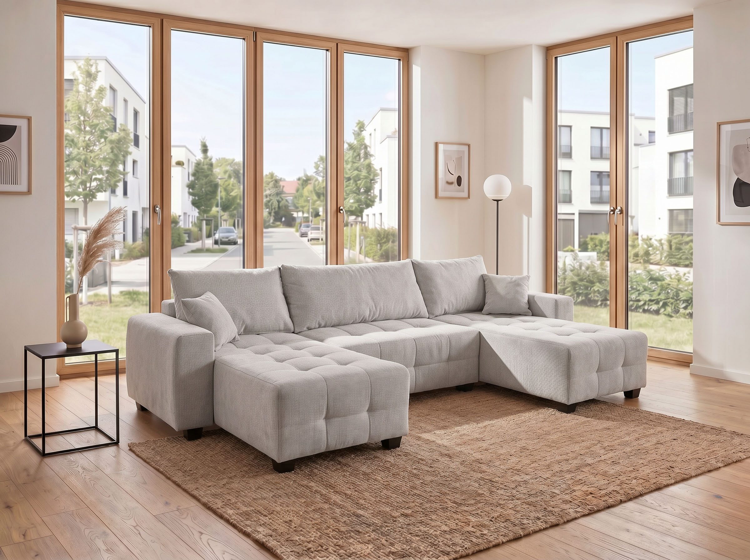OTTO home Wohnlandschaft Bella U-Form, Breite 314 cm, Wonlandschaft, Schlaffunktion,Bonnelfederkern,Rückenkissen