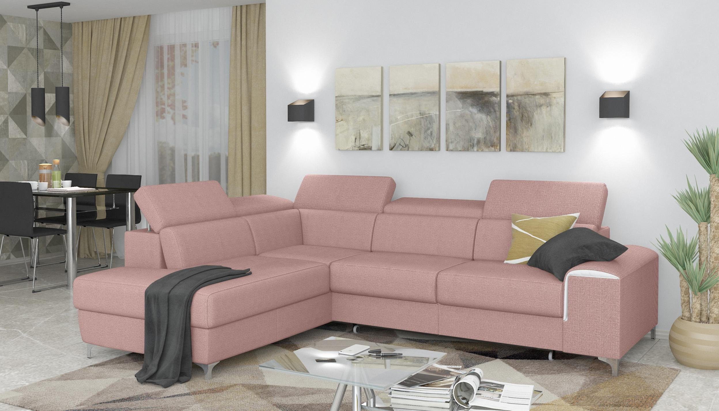 Stylefy Ecksofa Caio, oder frei Bettkasten stellbar, Raum Bettfunktion, Eckcouch, mit rechts mane und im bestellbar, Sitzkomfort, links Modern Design L-Form