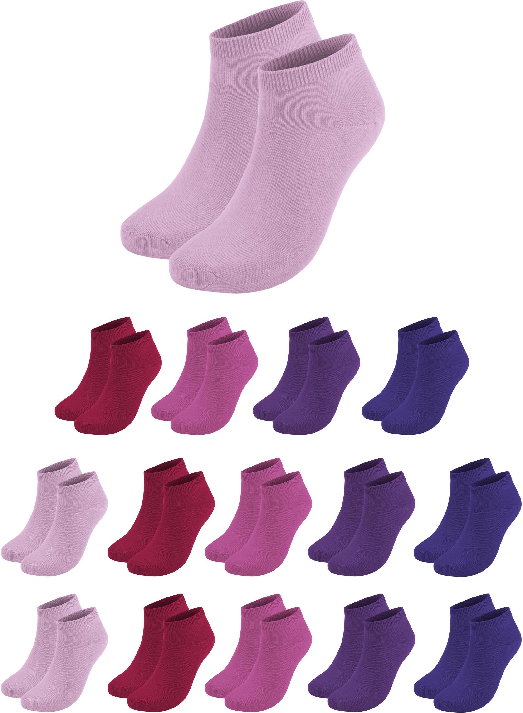 normani Sneakersocken 15 Paar Sneaker American (15er-Set, 15 Paar) handgekettelte Spitze Hellrosa/Rosa/Pink/Lila/Violett