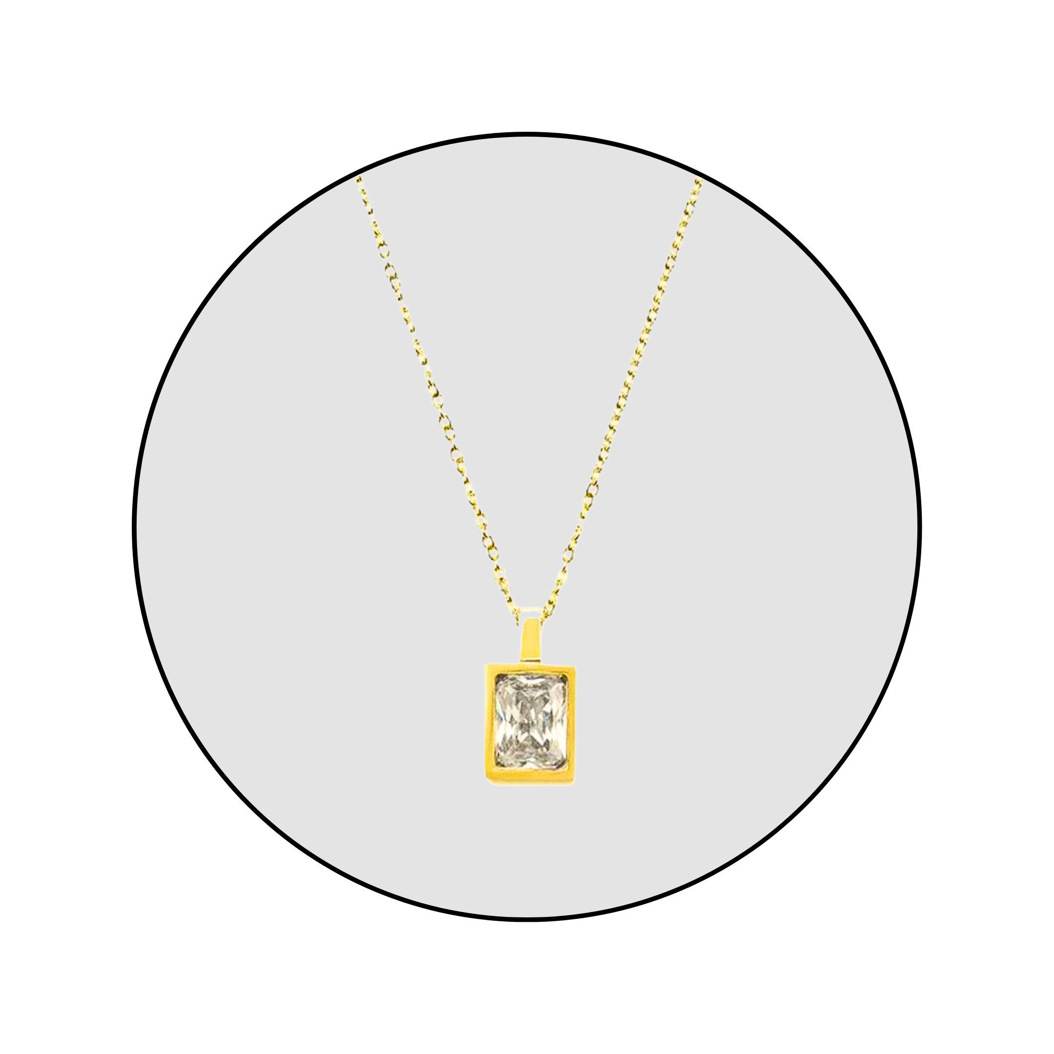 GOLDKLEIN Kette mit Anhänger Edelstahl vergoldet Schmuck Stein mit verschie günstig online kaufen