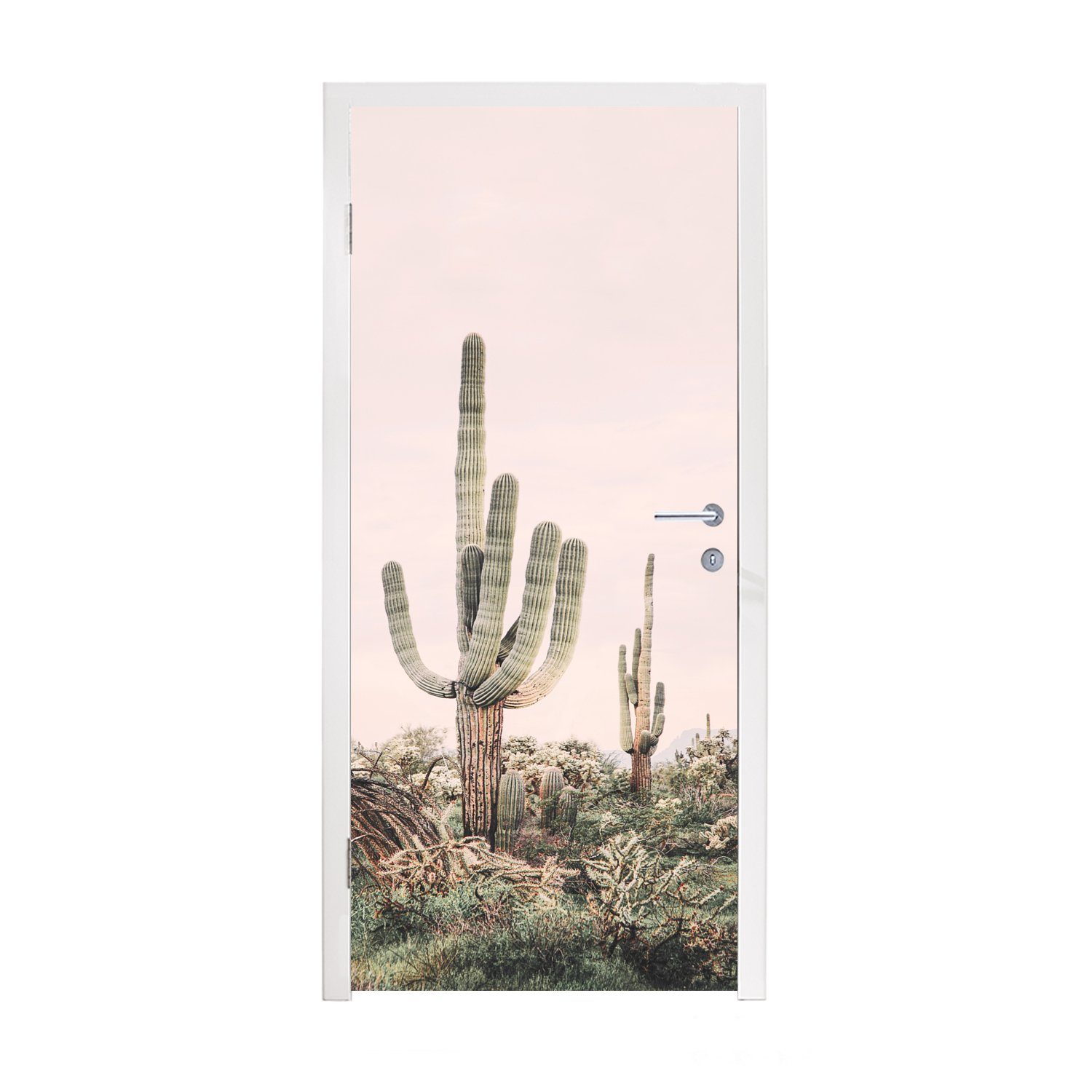 St), für MuchoWow Natur (1 bedruckt, Kaktus Tür, Türaufkleber, - - Grün Türtapete Fototapete Pflanzen, Matt, cm - 75x205