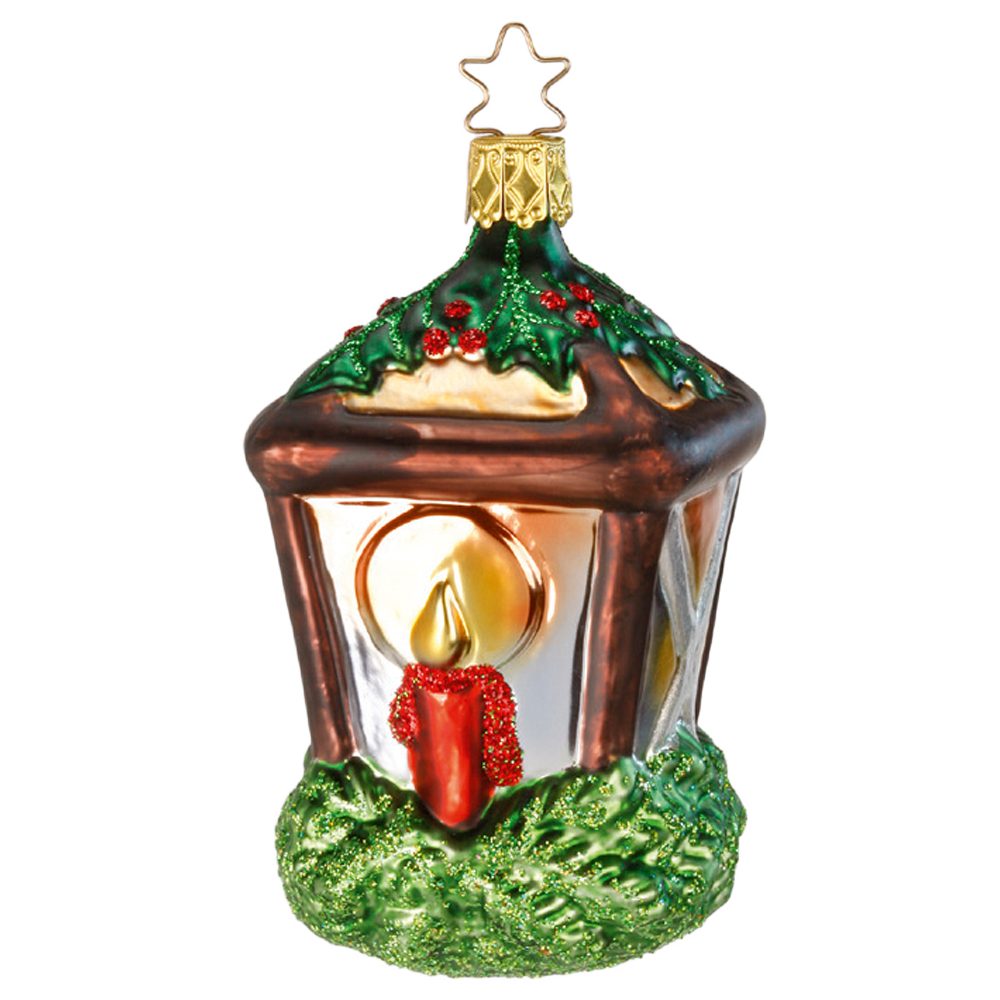handbemalt mundgeblasen, Christbaumschmuck INGE-GLAS® 10cm (1-tlg), Weihnachtslicht Laterne