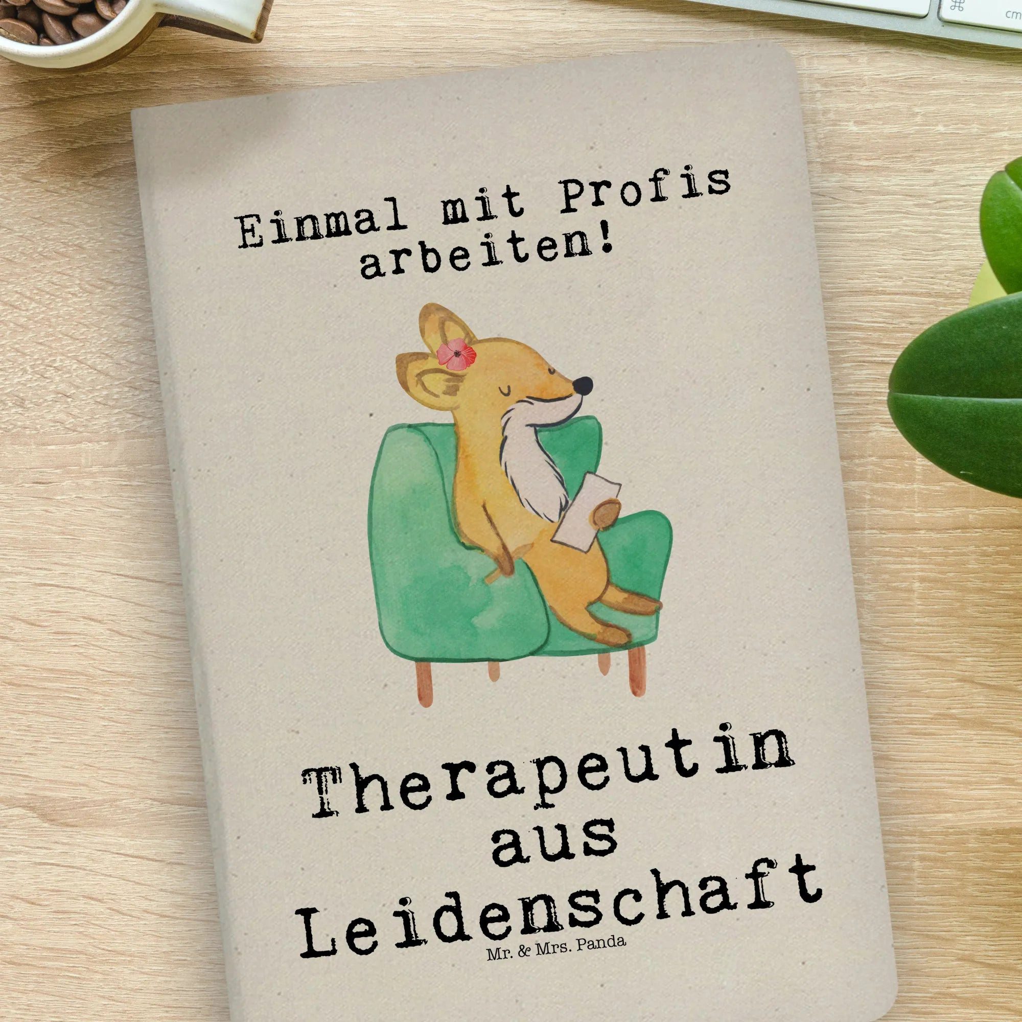 Thumbnail - Mr. & Mrs. Panda Notizbuch Therapeutin Leidenschaft - Transparent - Geschenk, Mitarbeiter, Arbei Mr. & Mrs. Panda, Premi...