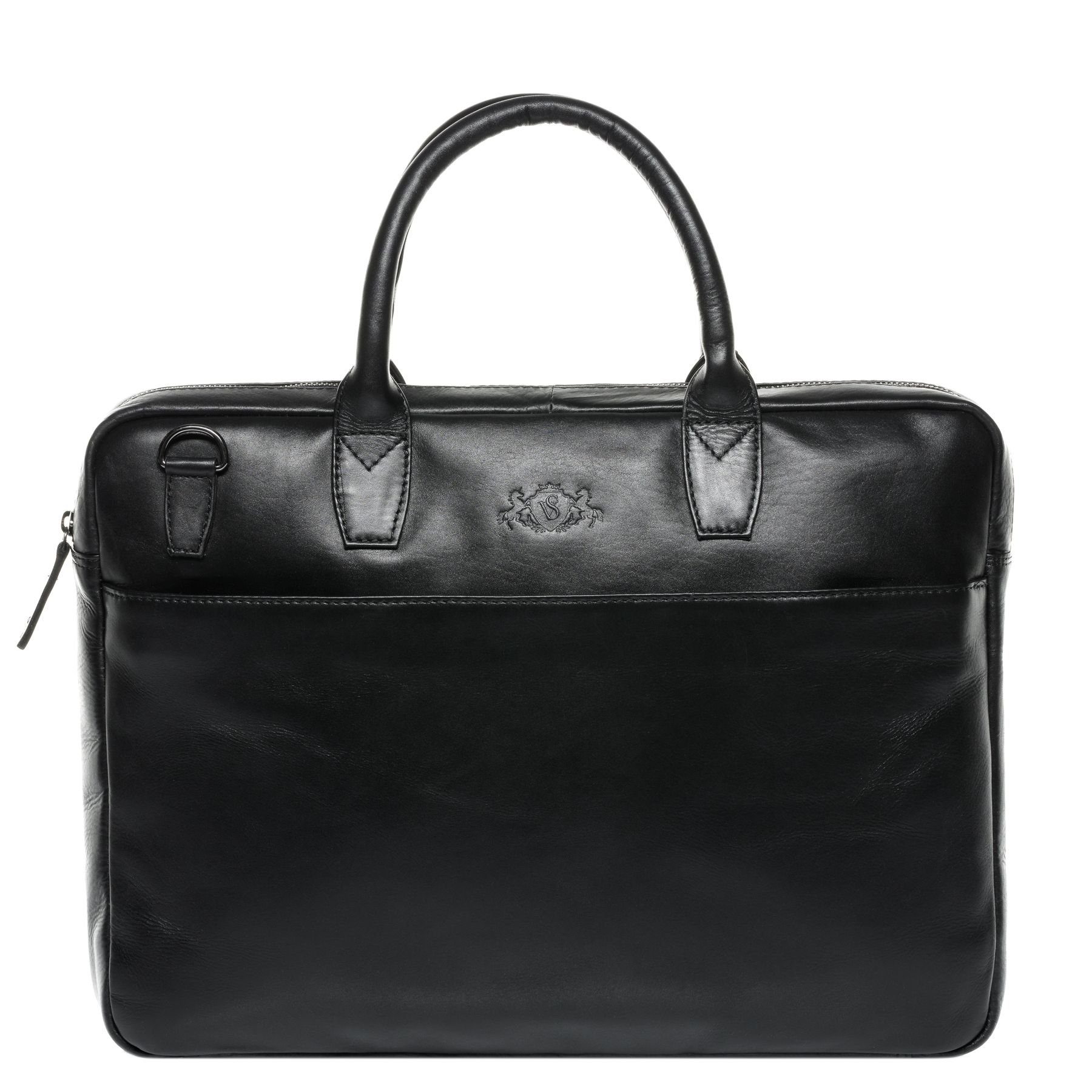 SID & VAIN Laptoptasche echt Leder Aktentasche 15 Zoll Laptop Fach schwarz, Laptoptasche 15,4 Zoll, Aktentasche Echtleder Damen Herren schwarz