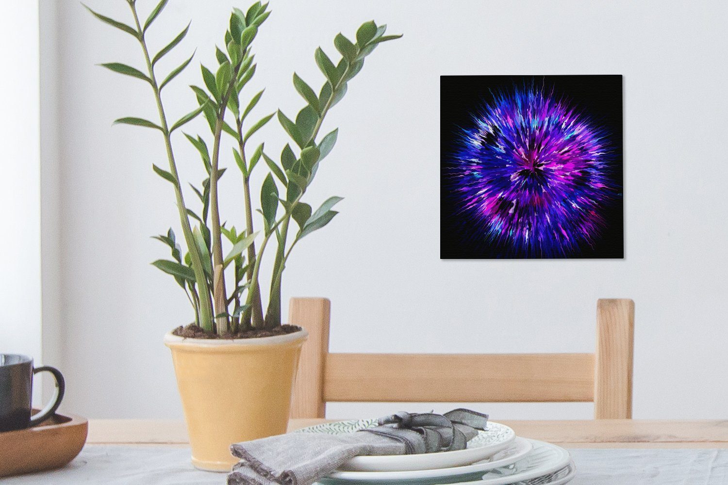 Wohnzimmer OneMillionCanvasses® Schlafzimmer St), für (1 Violette Leinwand Geometrie einer Leinwandbild in Bilder Explosion, Form