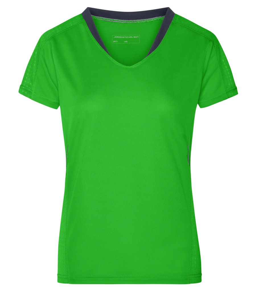 James & Nicholson Laufshirt Atmungsaktiv Running Laufshirt Damen (Doppelpack, T-Shirt Feuchtigkeitsregulierend Kurzarm und 2 Stück) JN471 green/iron-grey Doppelpack