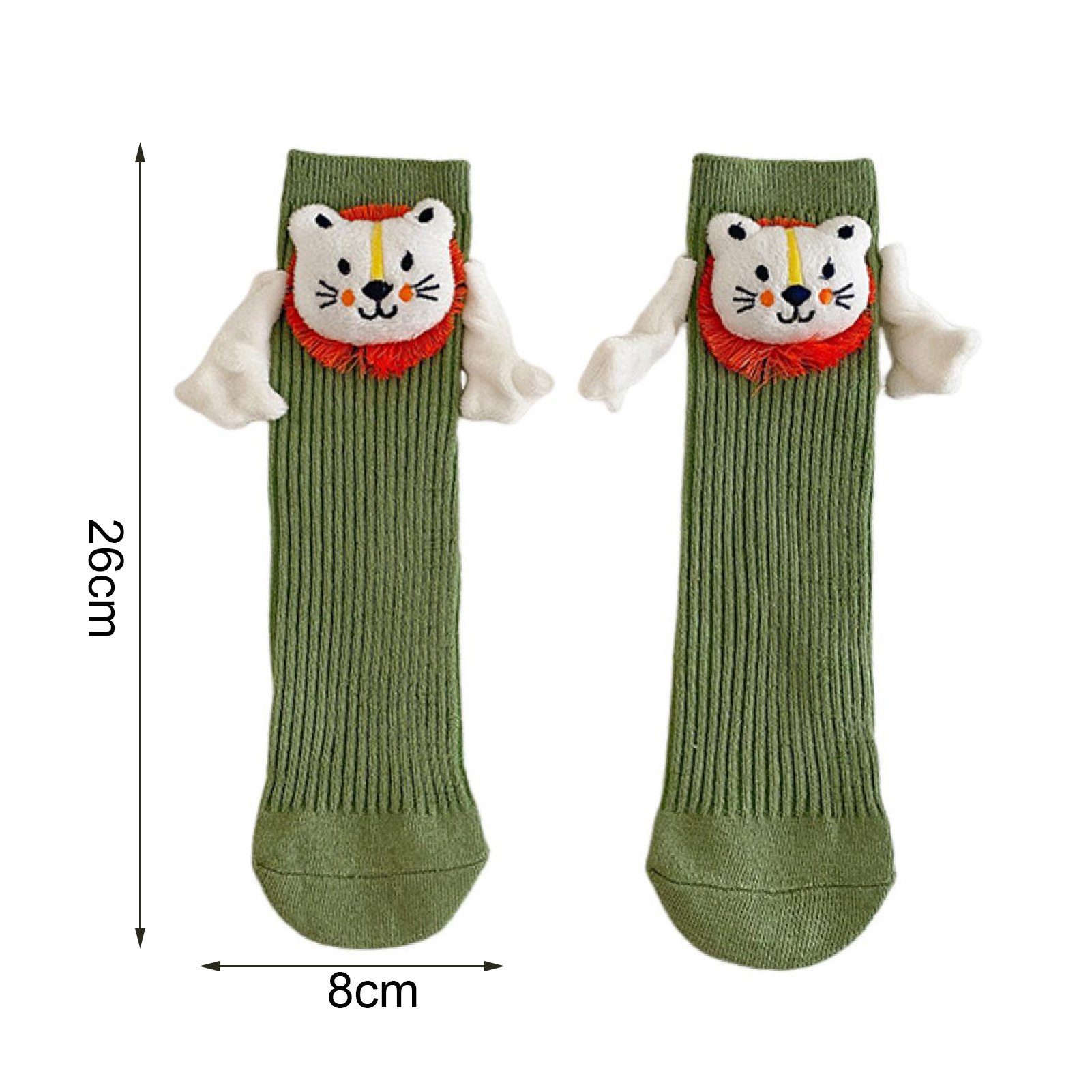 Rutaqian Kuschelsocken 1 Paar Süße Socken, Atmungsaktive mittlerer Damen magnetische Socken Cartoon Panda/Löwe Grün einfarbig Röhre Weiche Mädchen) (Händchen Winterwarme Kinder-Baumwollsocken Socken Tier für haltende