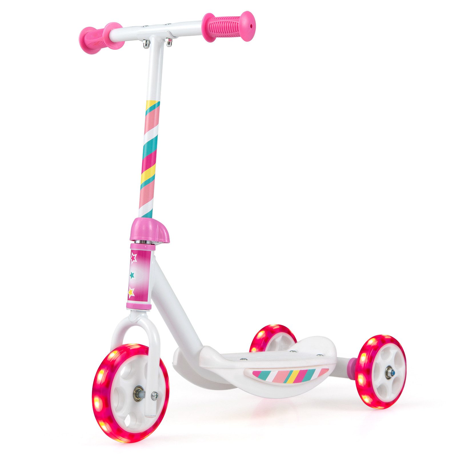 COSTWAY Scooter Dreirad Kinderroller mit LED-Rädern