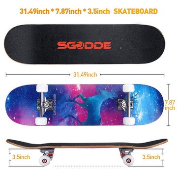SGODDE Skateboard (1-St), 31" 80cm ABEC-7 Standard-Skateboard 7-lagiges Ahorn